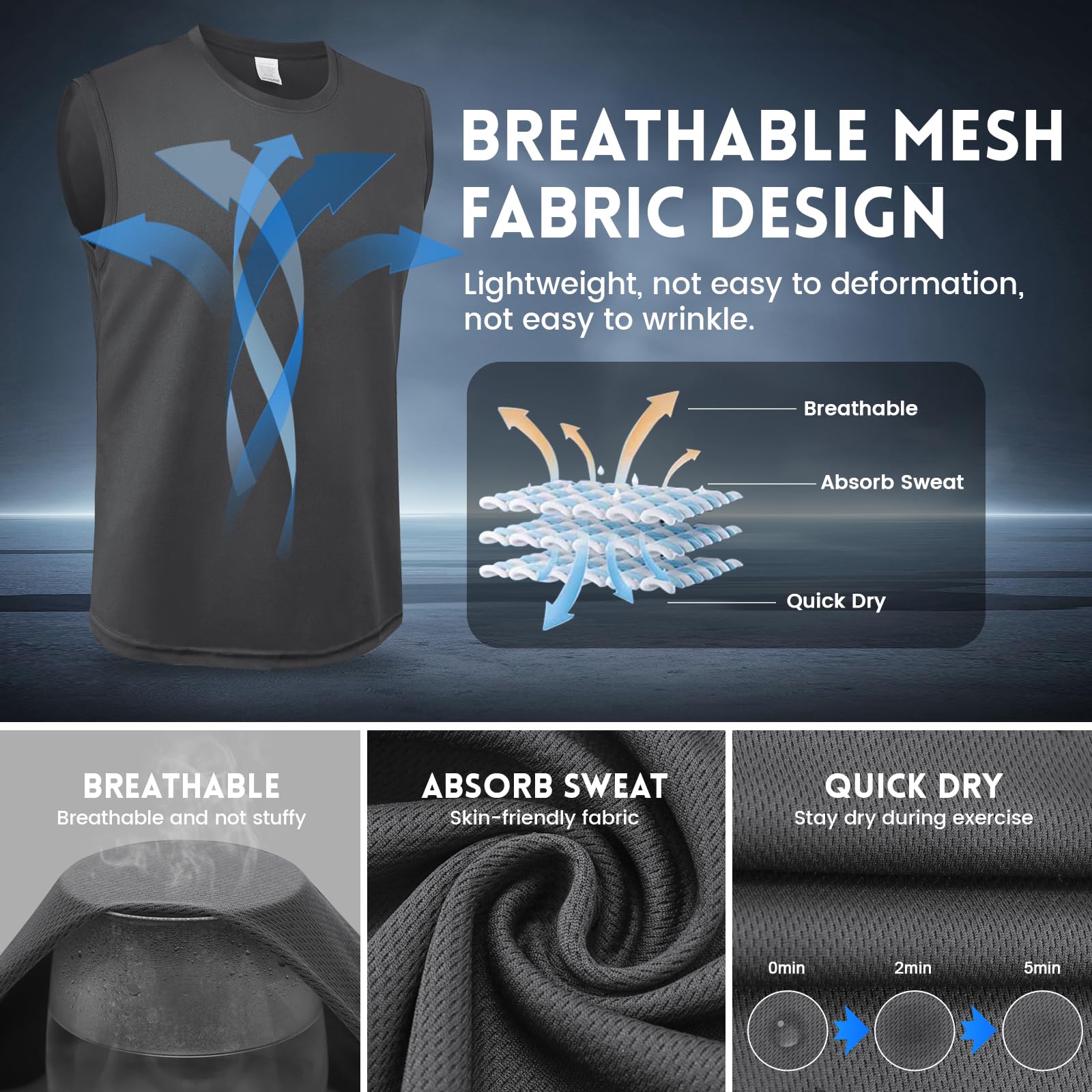 MEEYTOO Canotte Uomo,Maglie Senza Maniche Palestra T Shirt Asciugatura Rapida Sportiva per Corsa Ciclismo Fitness Vest