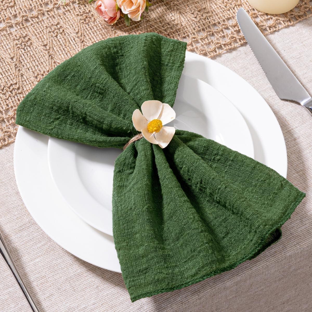 MLMW Stoffservietten, Set mit 10 olivgrünen Sommer-Tischservietten, waschbar, 41,9 x 41,9 cm, für Hochzeit, Garten, Party, Babyparty, Brautparty, Geburtstag, Tischdekorationen