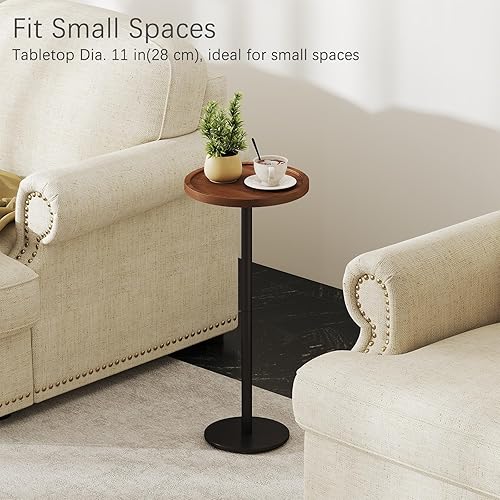 Miniatura 4 de Mesa de bebidas, 11 pulgadas de diámetro, mesa auxiliar de pedestal pequeña, mesa de cóctel redonda, mesa auxiliar circular con base de metal, para