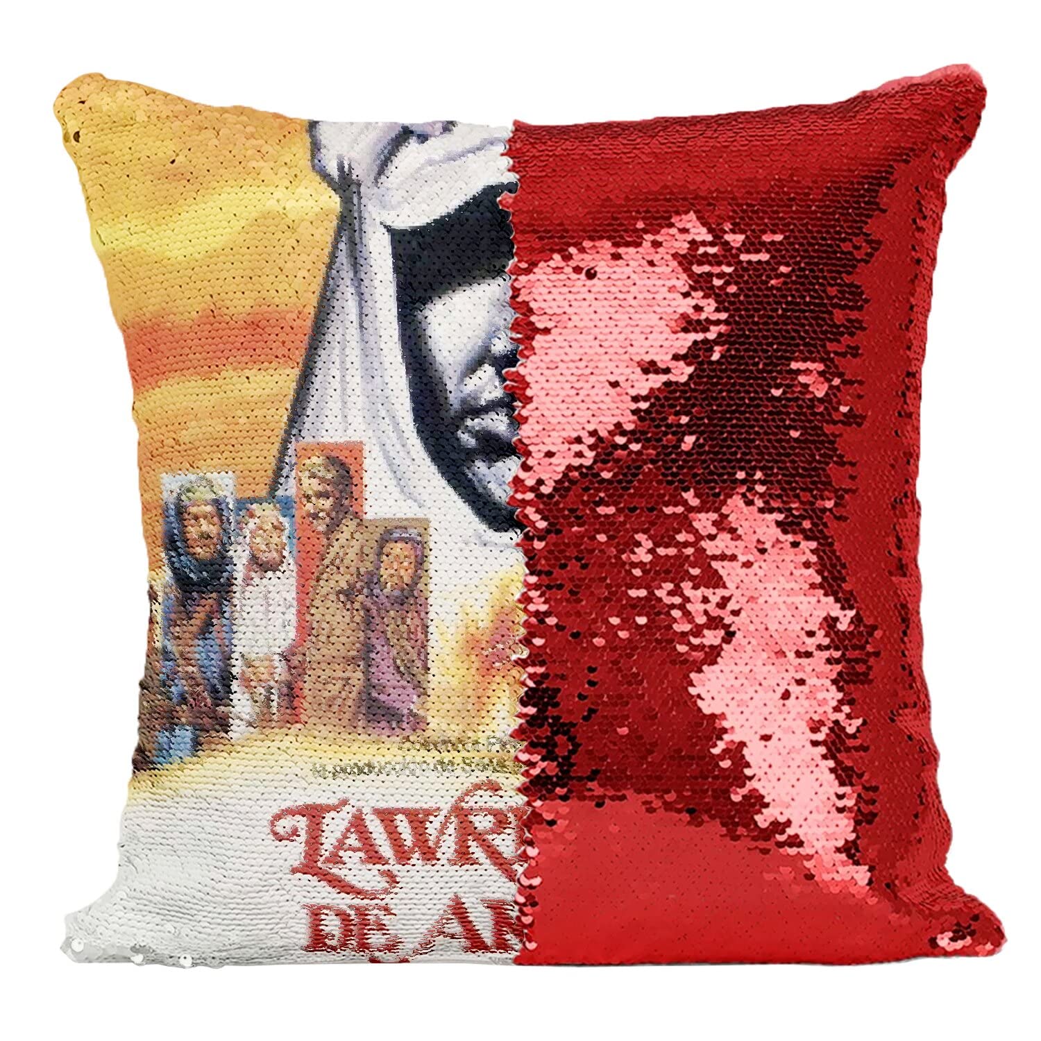 Coussin Paillettes Rouge Lawrence d'Arabie pour Déco Cinéma