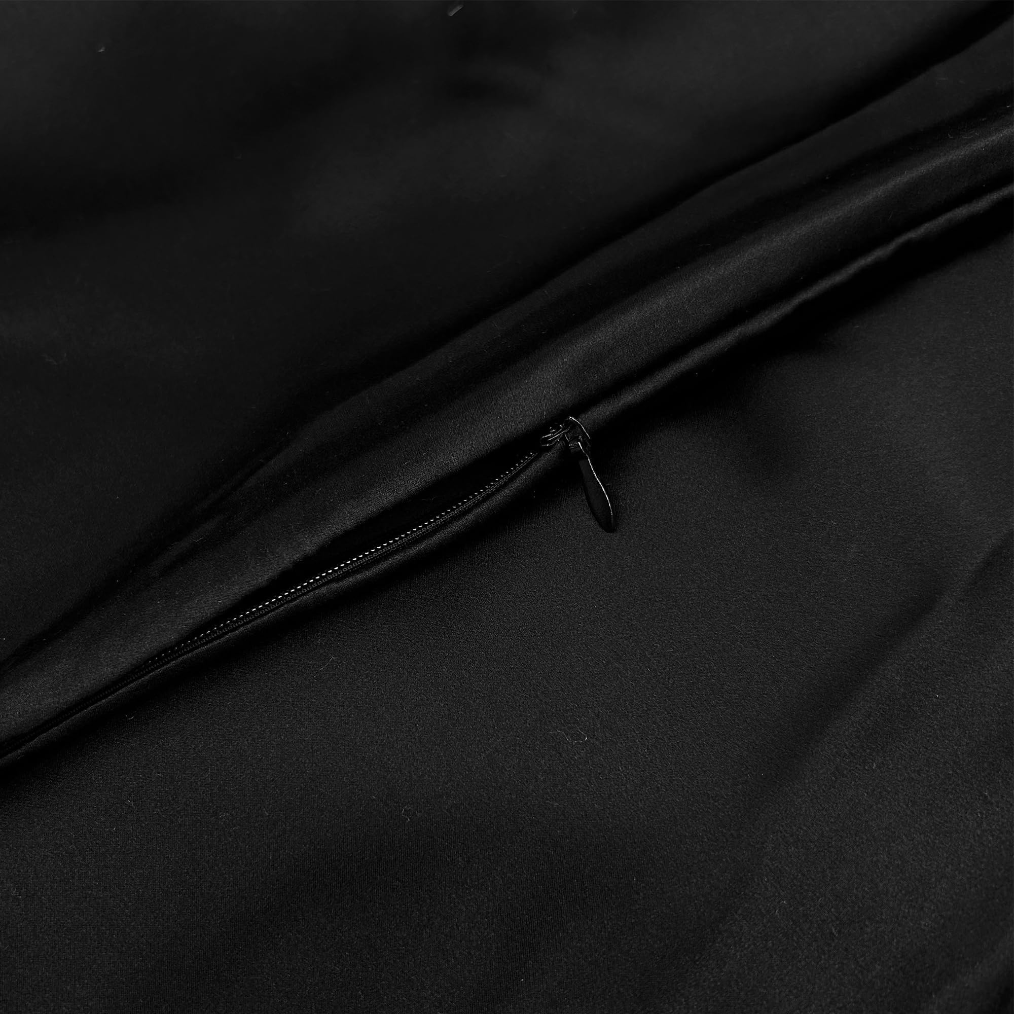 townssilk Federa di seta,100% naturale seta di gelso 19momme,doppia faccia,benefica per capelli e pelle,federa seta cuscino,ipoallergenica,cerniera nascosta,600 fili,1 pz,50x80cm,Nero