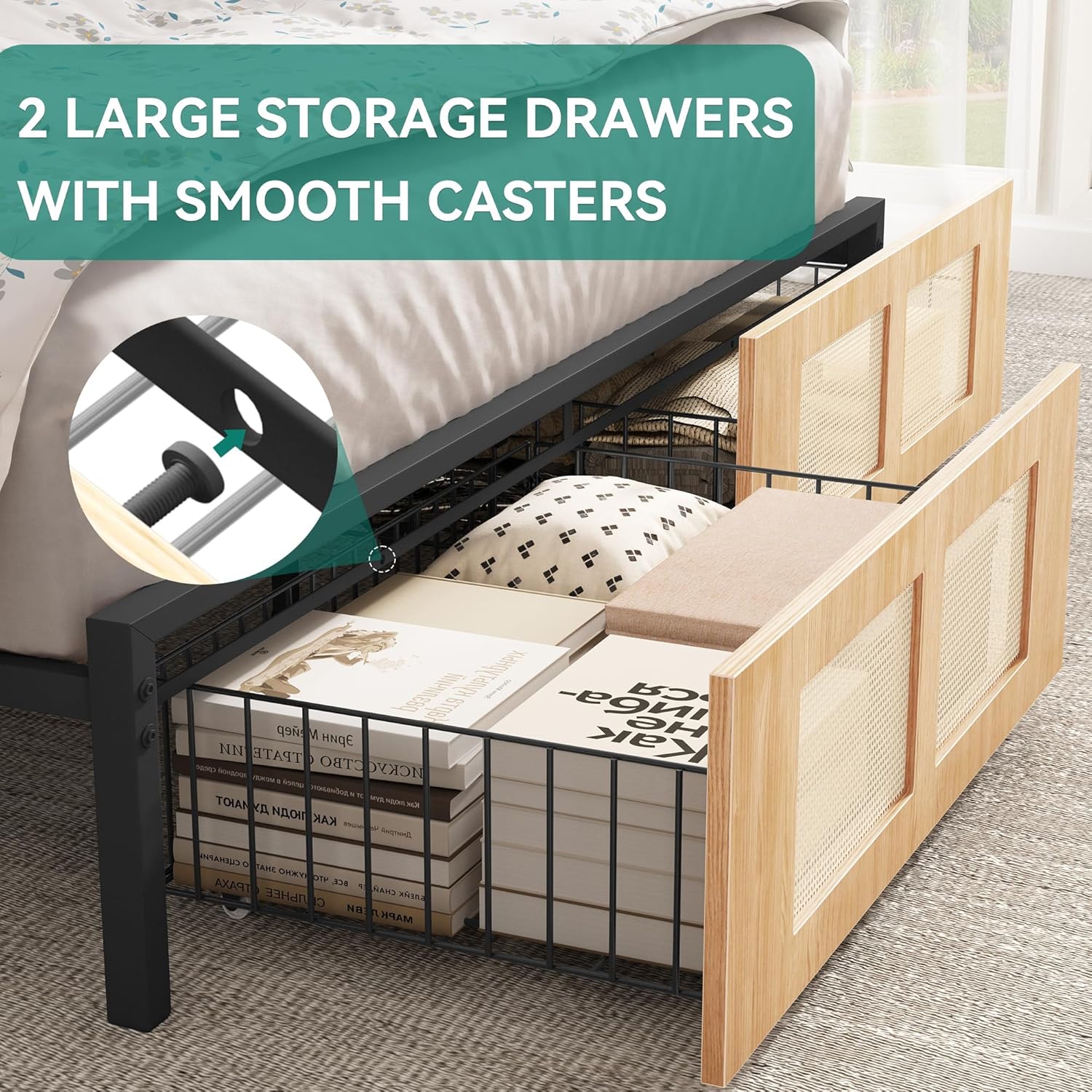 YITAHOME Bed Frame Storage Drawers