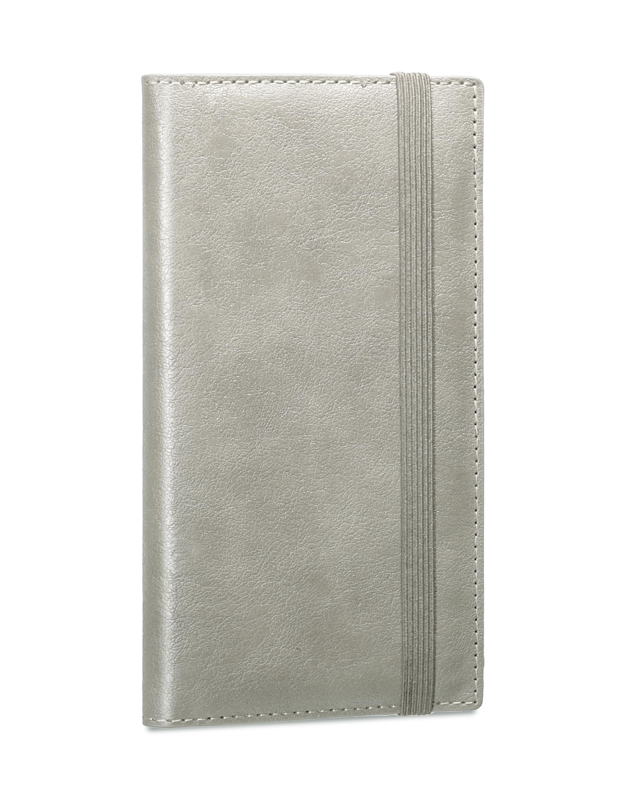 Yarnic Checkbook Cover for Personal Checkbook, Checkbook Holder with Pen Holder &amp; Built-in Clear Plastic Divider for Duplicate Checks (Grey)