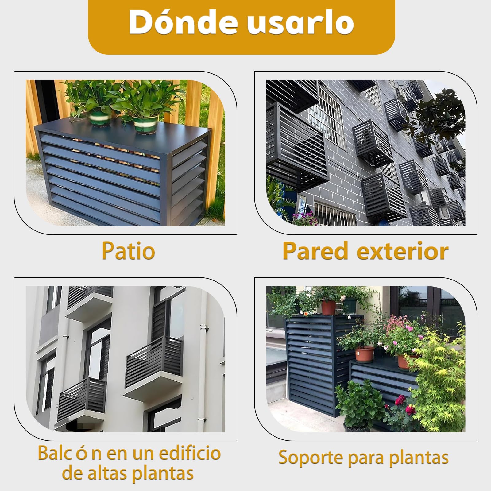 100×50×70(1.5P) Gris Sin Cub Cubierta Protectora Aire Acondicionado Aluminio - Dnowegas Funda Exterior Antirrobo Resistente Inclemencias Decorativa Pantalla Privacidad Ventilación