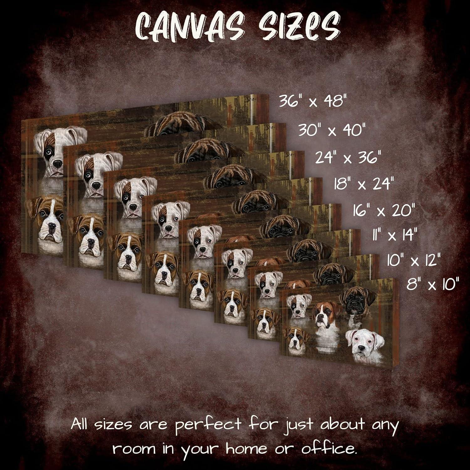 Doggie of the Day Rustic 5 Heads with Boxer Dogs Canvas Wall Art - Premium Quality Ready to Hang Room Decor - Flat Rolled 8" x 10"