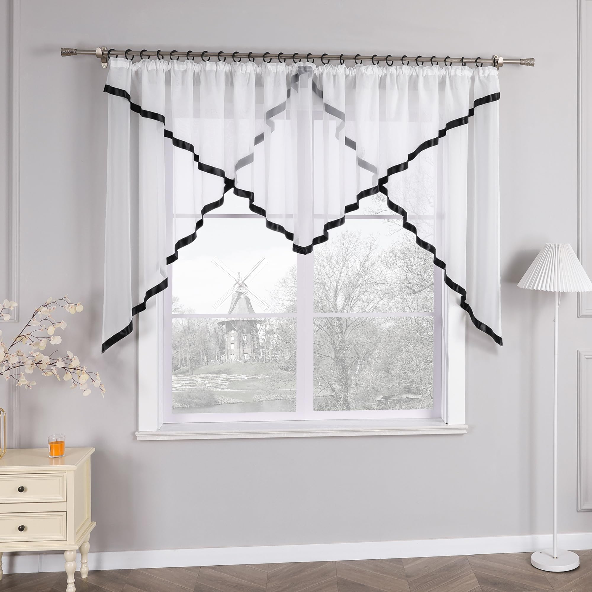 Paneles De Cortina De Gasa Transparente 3 M Con Bolsillo Color | Meses