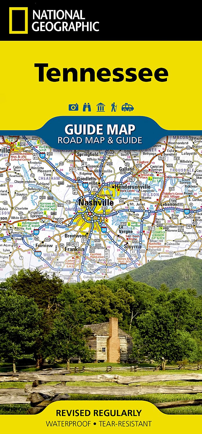 Tennessee Guide Map by National Geographic – Waterproof Road Map & Travel Guide with Parks, Scenic Byways & Historic Sites – Foldable Map for ... Mountains (National Geographic Guide Map)