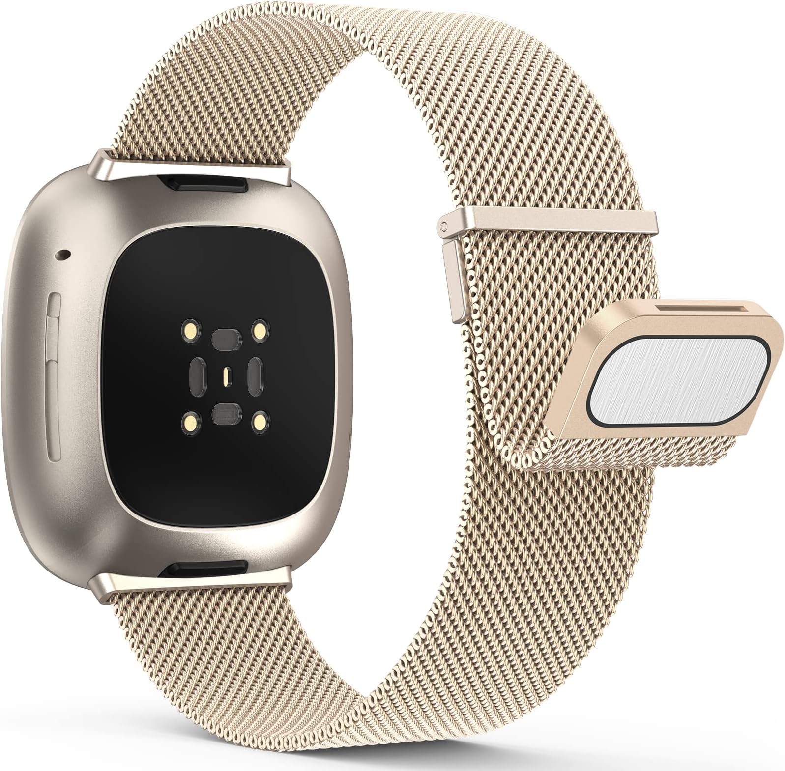 Bracelet Compatible with Fitbit Versa 3 Wristband/Fitbit Versa 4 Wristband/Fitbit Sense Wristband/Fitbit Sense 2 Wristband, Stainless Steel Metal Magnetic Replacement Strap for Men and Women