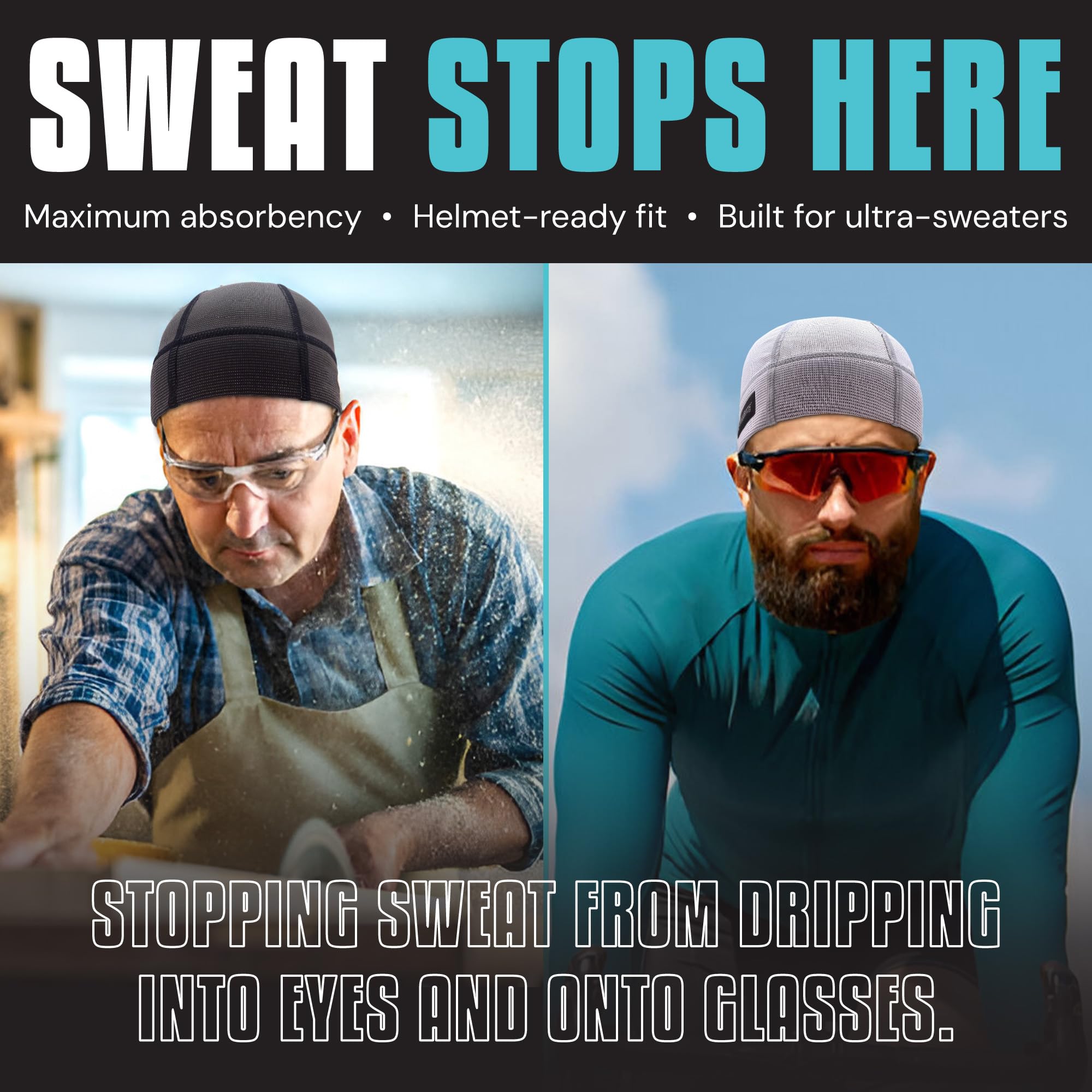 SweatHawg - Gorra de ciclismo absorbente y absorbente para hombre y mujer