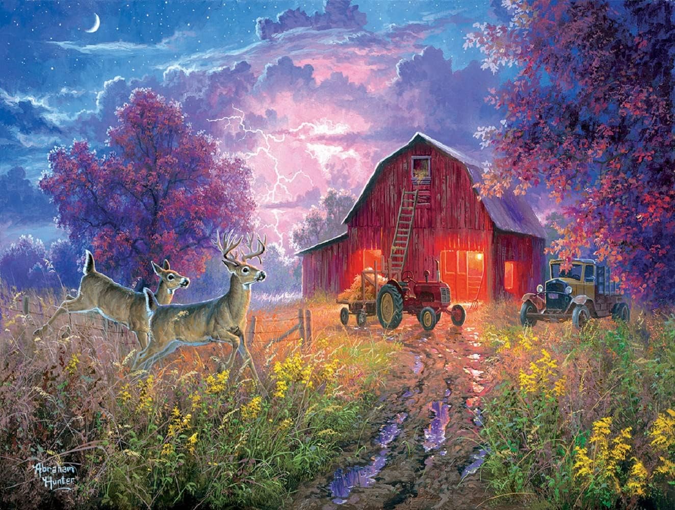 SUNSOUT INC - Night Run - 500 pc Jigsaw Puzzle by Artist: Abraham Hunter - Finished Size 18" x 24" - MPN# 69840