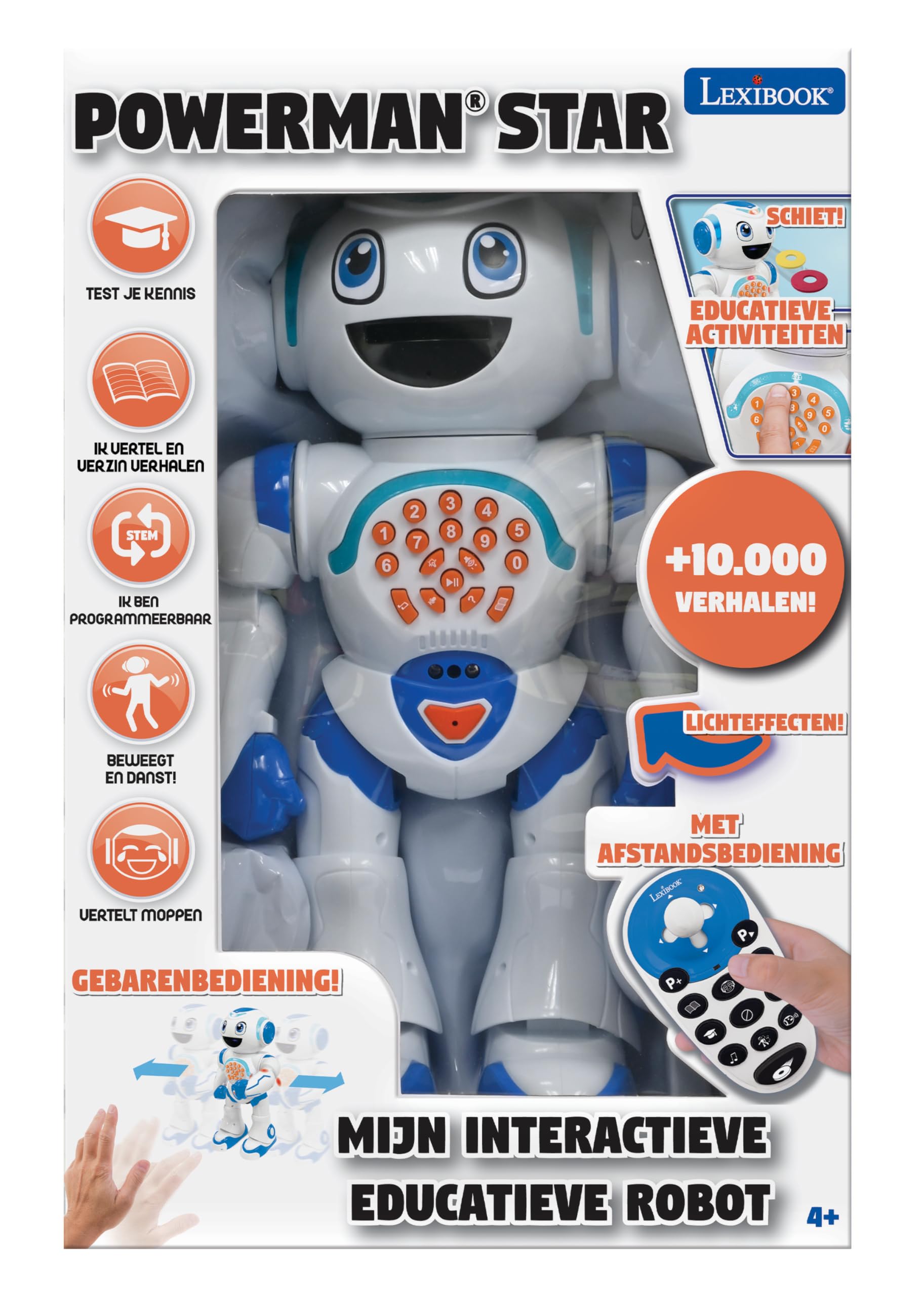 Lexibook Powerman Star Holenderski Pilot Zdalnego Sterowania Stem Programowalny Robot Mówiący i Chodzący dla Dzieci 4+, ROB85NL