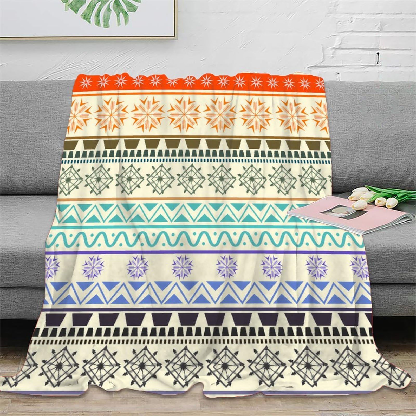 Plaid Confortable 3D Cadeau Idéal pour Collègues et Amis Motif Ethnique Bohème