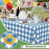 Vista 253 de Smiry Paquete de 10 Manteles Desechables de Cuadros Vichy Azules - 54" x 108" Mantel de Plástico de Servicio Pesado, Cubiertas de Mesa Impermeables
