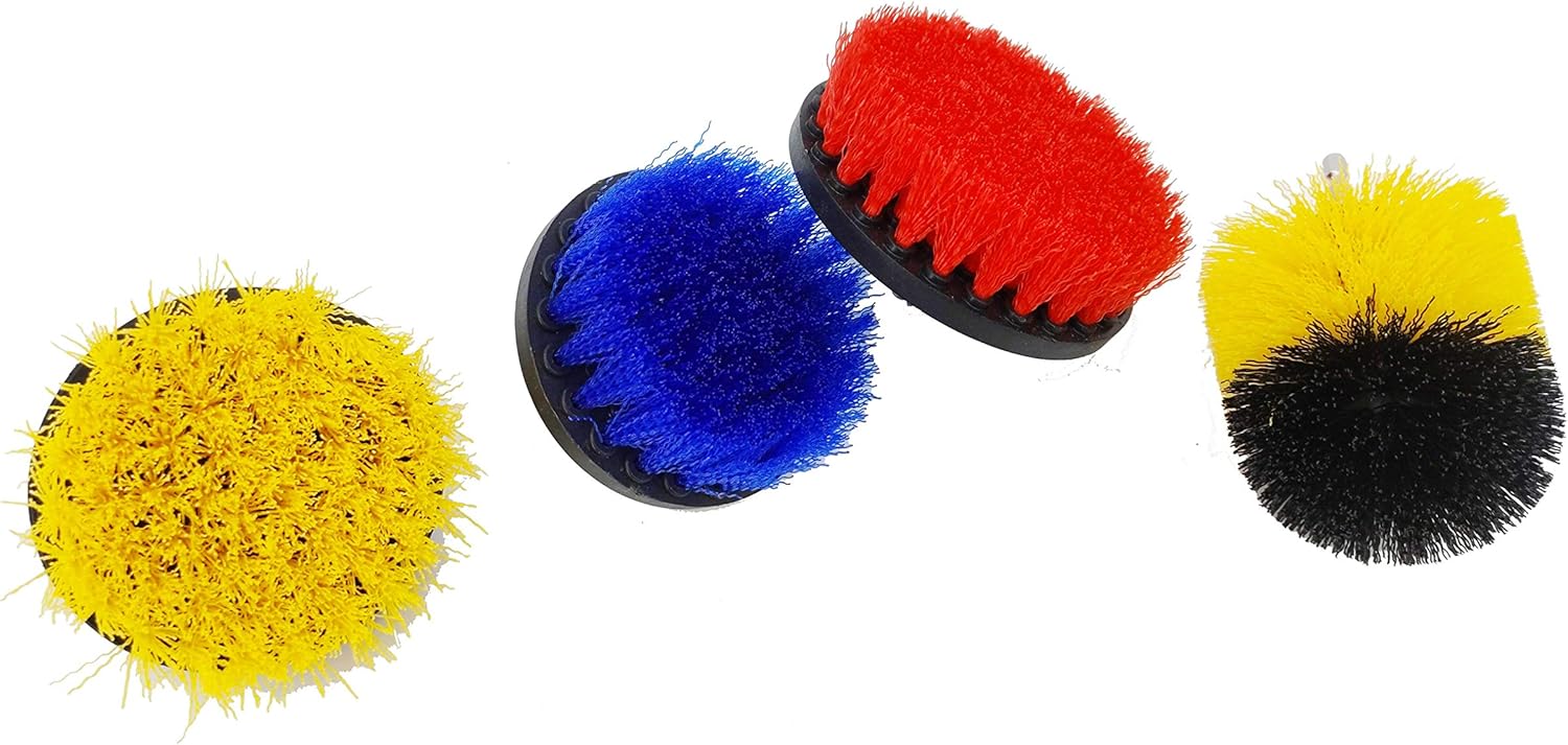 FixtureDisplays® 23-Piece Drill Brush Accessory kit, Powerful Cleaning Brush kit, Scrub Brush with Extended Attachment, Cleaning pad for, Sink, Floor, Wheel, Carpet, Yellow 15285NEW
