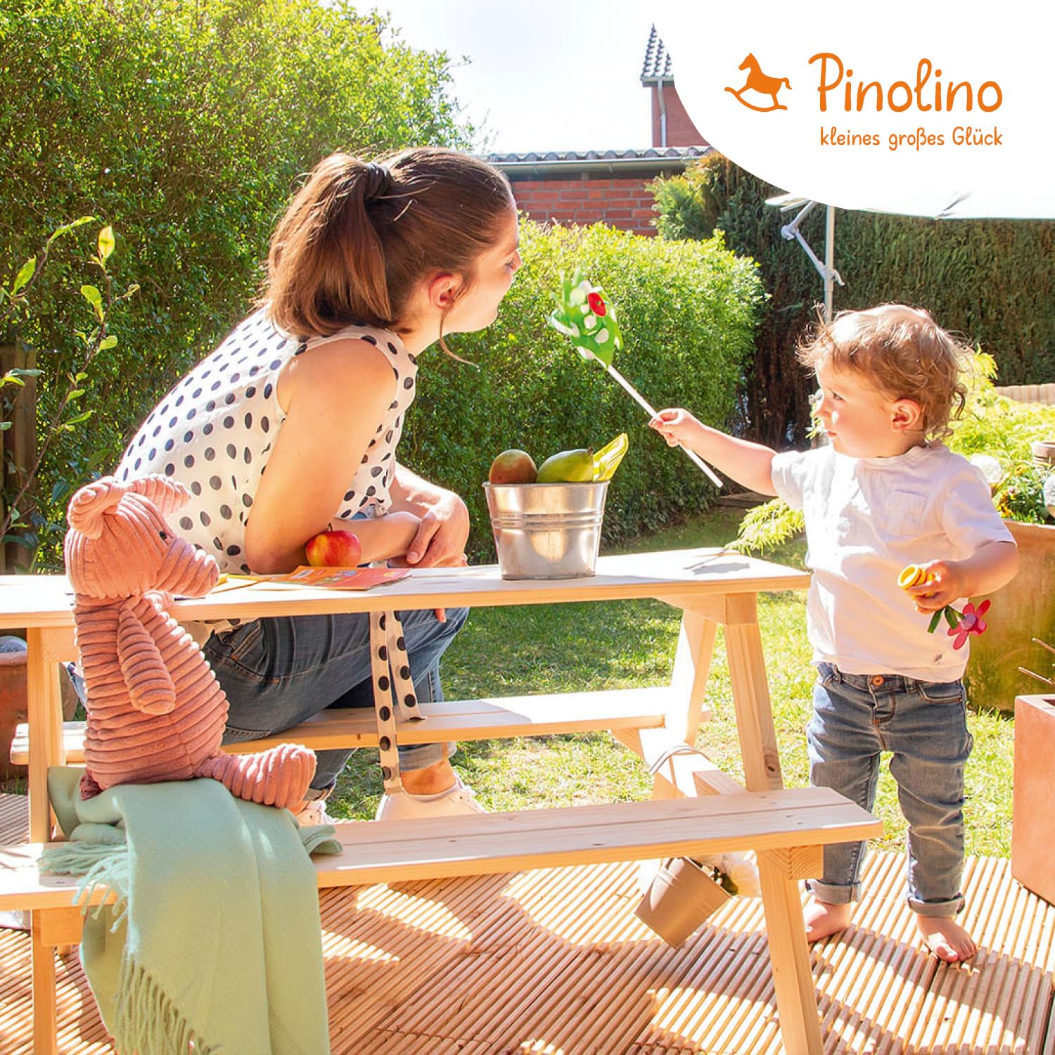 Pinolino - Kinder-Sitzgarnitur Nicki für 4 Kinder - Fichte massiv Natur