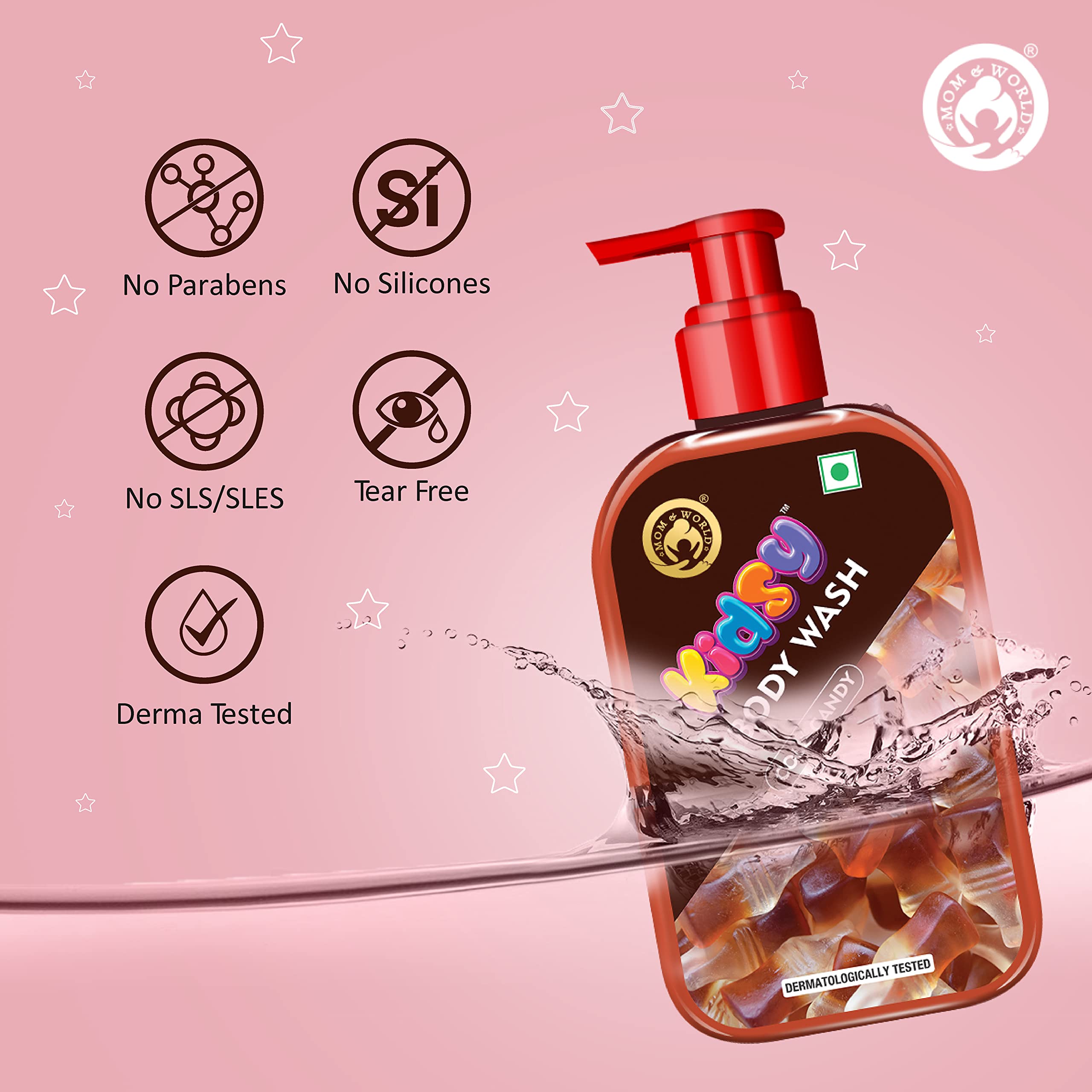 Mom & World Kidsy Cola Candy Body Wash No Tears, No SLS For KIDS, Dermatologically Tested, pH Balanced, 240 ml 4