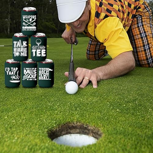 Miniatura 7 de Divertido enfriador de latas de golf, paquete de 12 fundas para cerveza de golf, regalo de broma de golf, regalos divertidos de golf para hombres,
