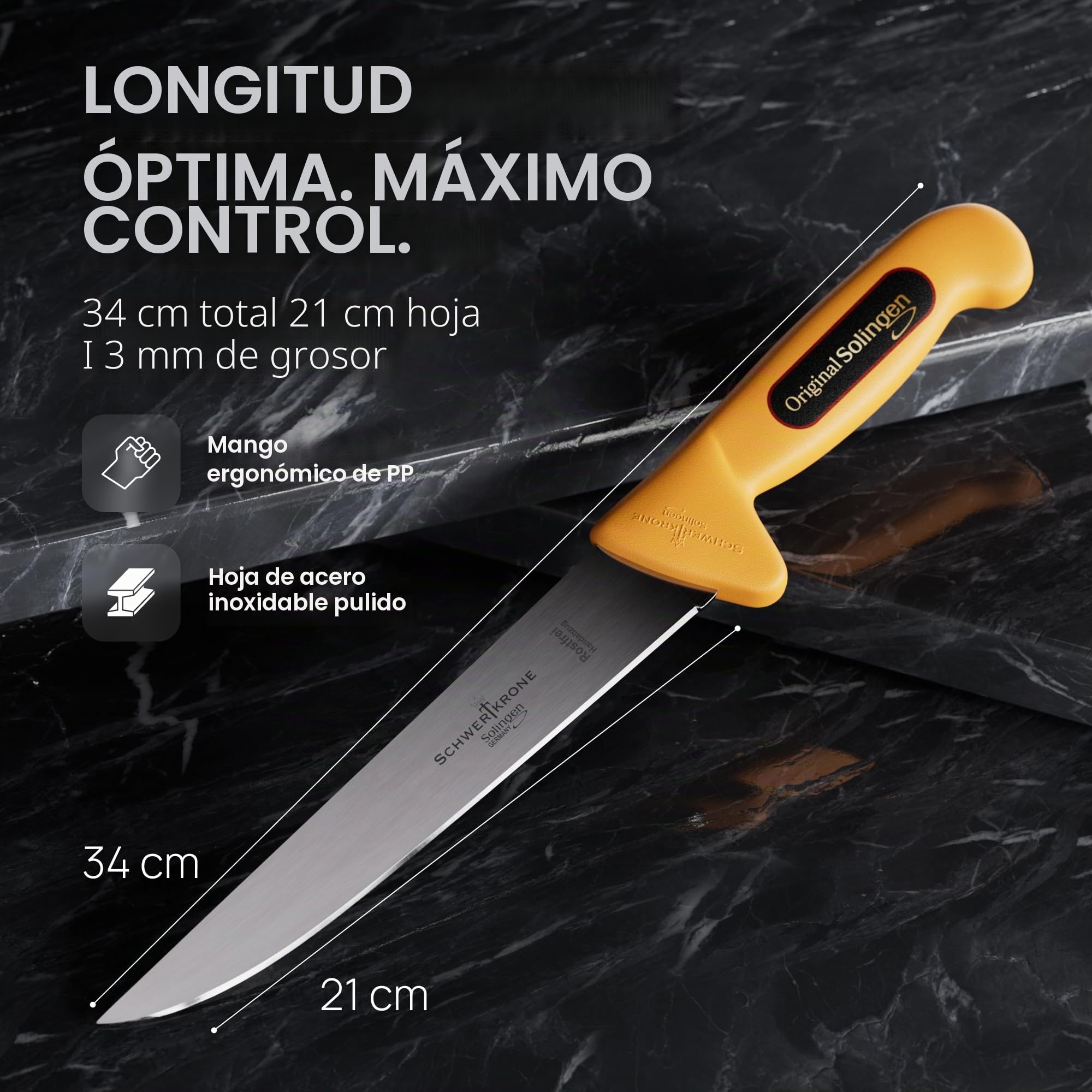 Schwertkrone Solingen - Cuchillos de carnicero profesional Made in Germany - Cuchillo de carnicero, cuchillo de deshuesar, cuchillo de carnicero, rifle de afilar