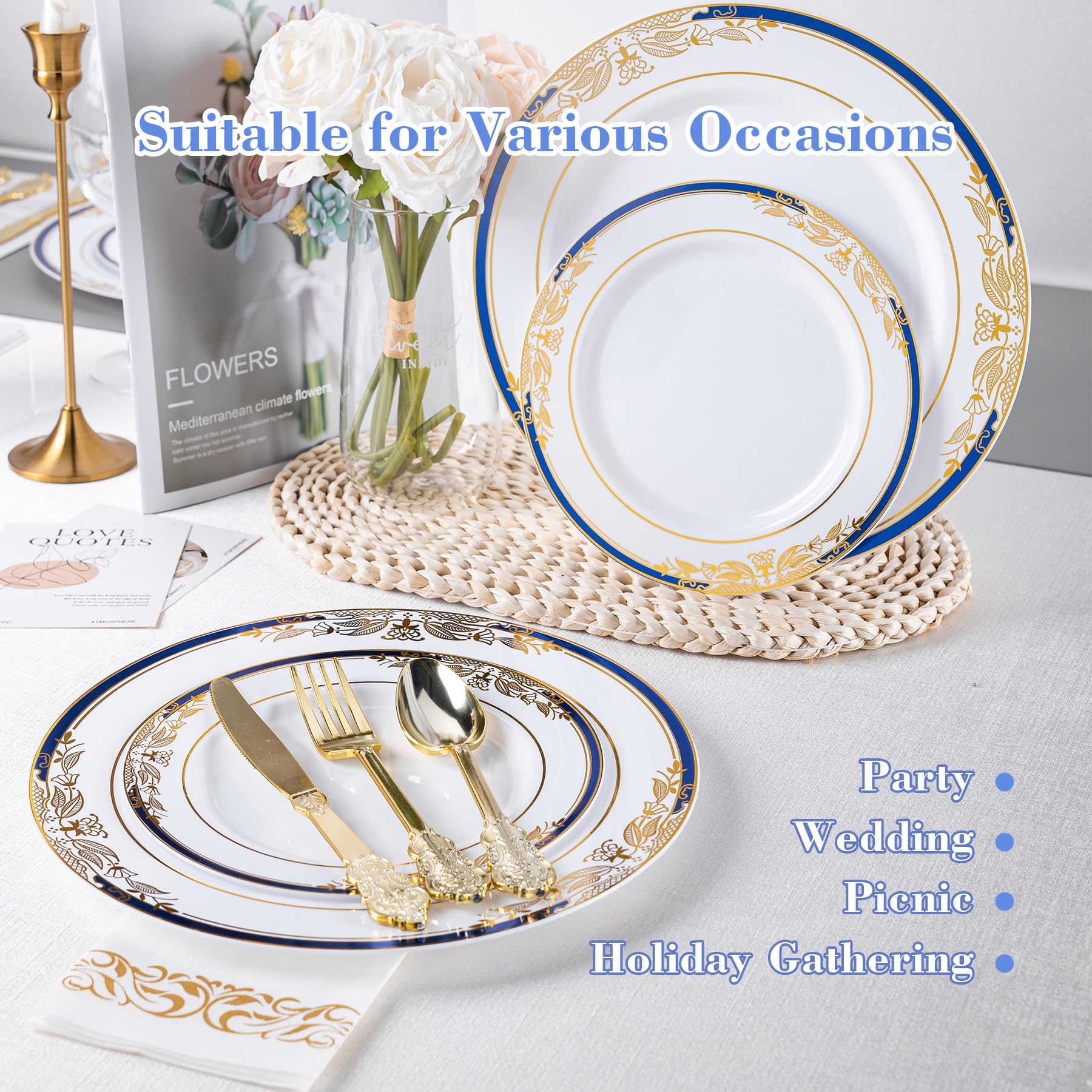 Floral Plates & Cutlery Set - 180 Pcs -3 Floral Plates & Cutlery Set - 180 Pcs -3