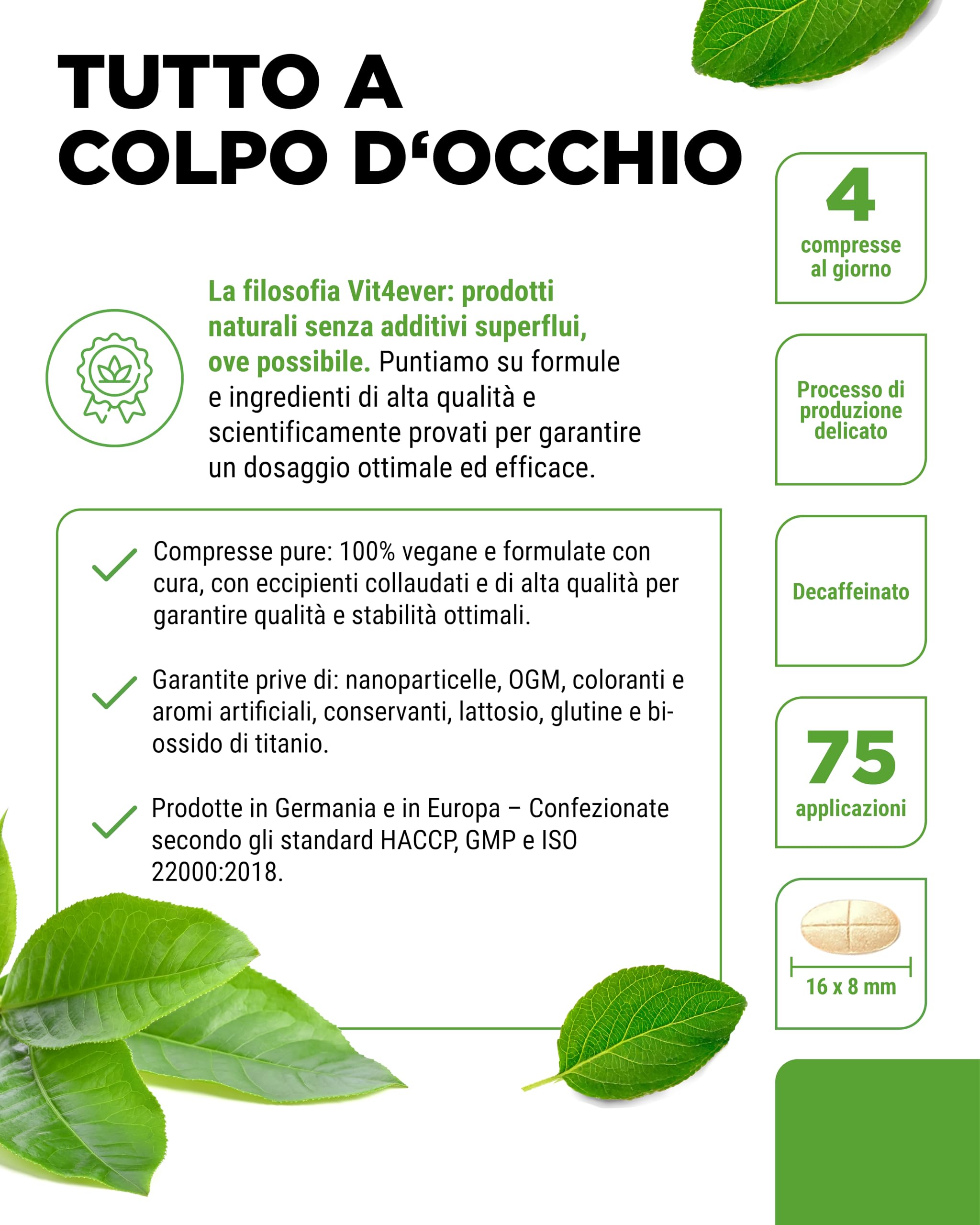 Estratto di Tè Verde 300 Compresse - Alto Dosaggio con 2000 mg di Estratto di Tè Verde, 300 mg di EGCG e 1000 mg di Polifenoli per Dose giornaliera - Green Tea - Vegano - Senza additivi inutili