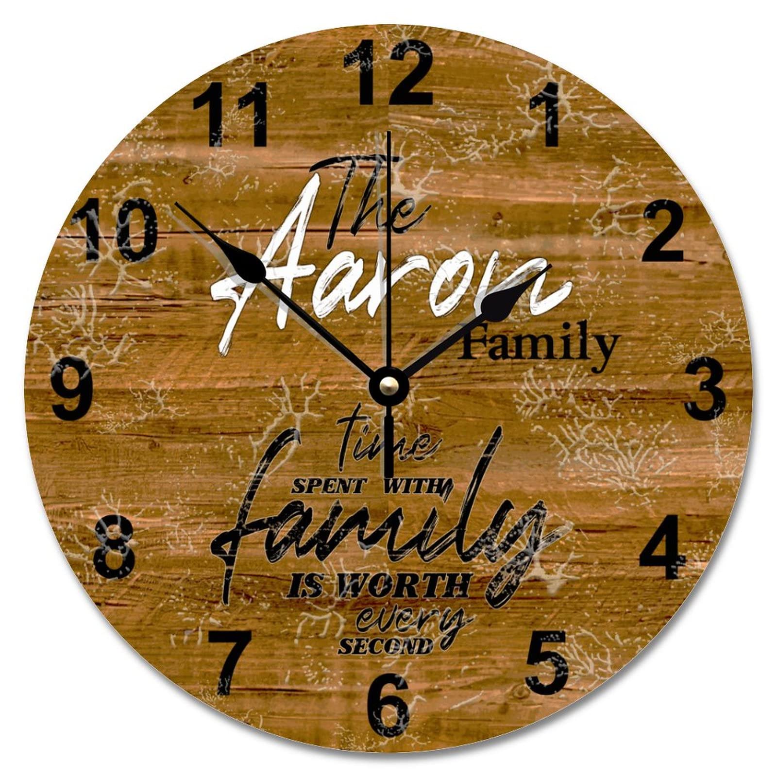 Horloge murale en bois Time Spent with Family Is Worth Every Second