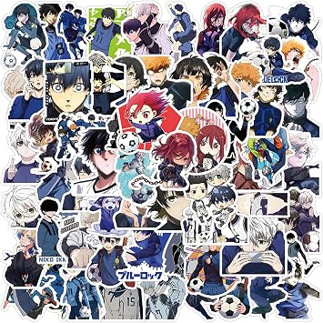 50pcs Blue Lock Anime Stickers for Water Bottle, Waterproof Vinyl Decal for Adult Teen Laptop Skateboard Phone Travel Case Bike Guitar Computer Helmet Grey