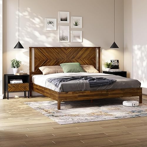 Miniatura 16 de Bme Lyra Mesita de noche, mesa auxiliar de madera maciza, fácil montaje, con 2 cajones de almacenamiento para sala de estar y dormitorio, moderna de