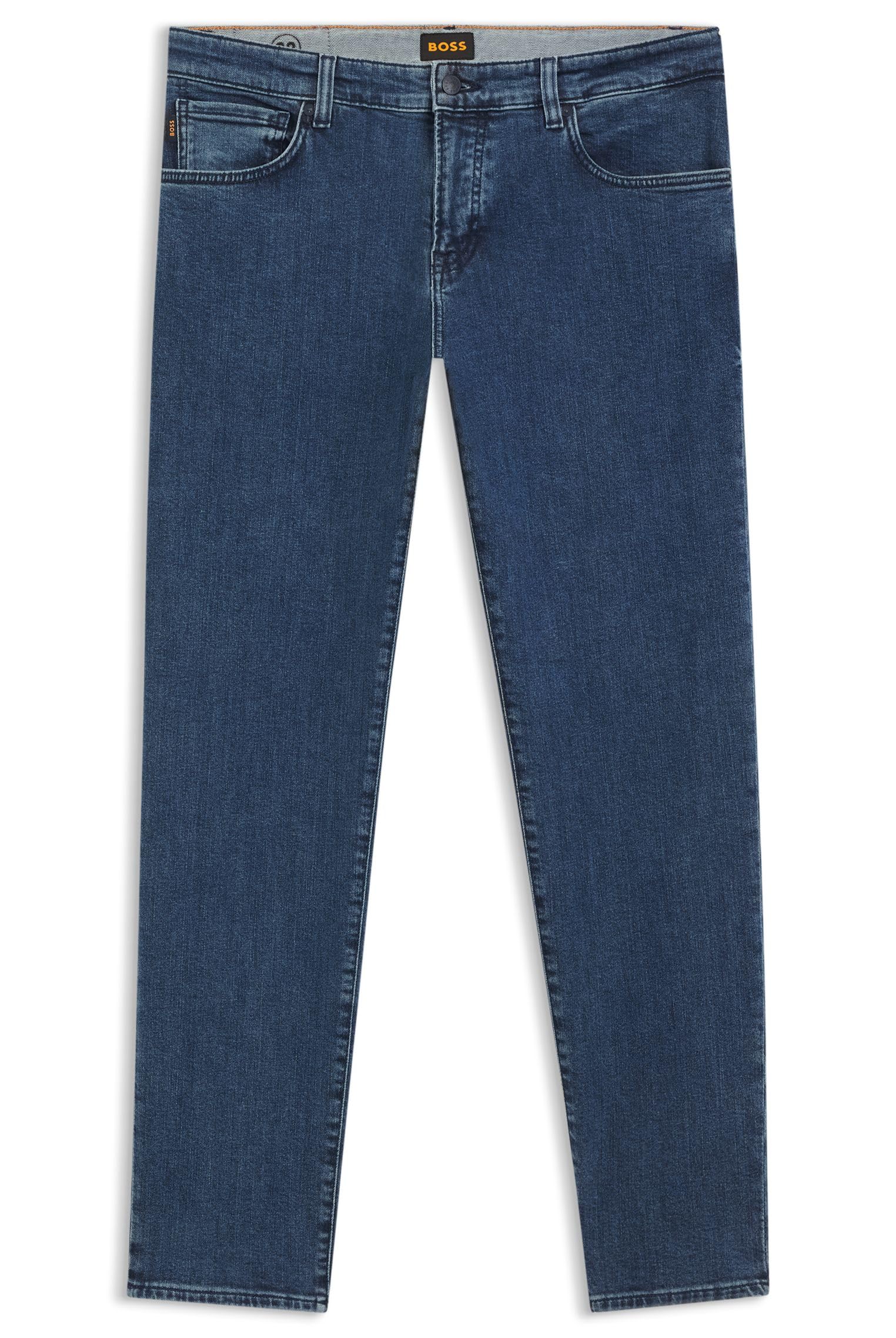 Boss Men's Medium Blue421 Re.maine Bo Maine Regular-Fit Jeans In Blue Comfort-Stretch Denim