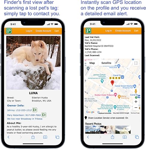 Miniatura 5 de Pet Dwelling Etiqueta de identificación inteligente prémium NFC y código QR para perros, fácil escaneo, acceso instantáneo al perfil, alertas de