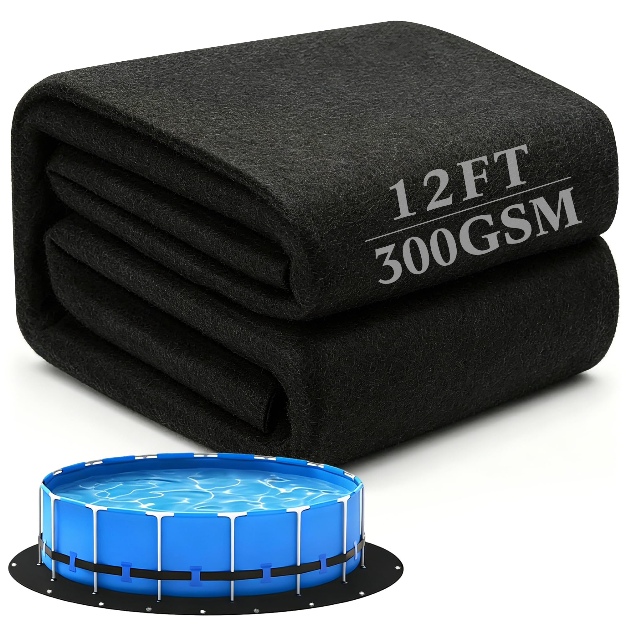 Thicker Round Pool Liner Pad for Above Ground Swimming Pools, Heavy Duty Pool Ground Mat Under Pool Pad, Tarps Liners Pad with Metal Grommets, Pool Mats to Prevent Punctures Pool Tarp (12 FT)-image-6