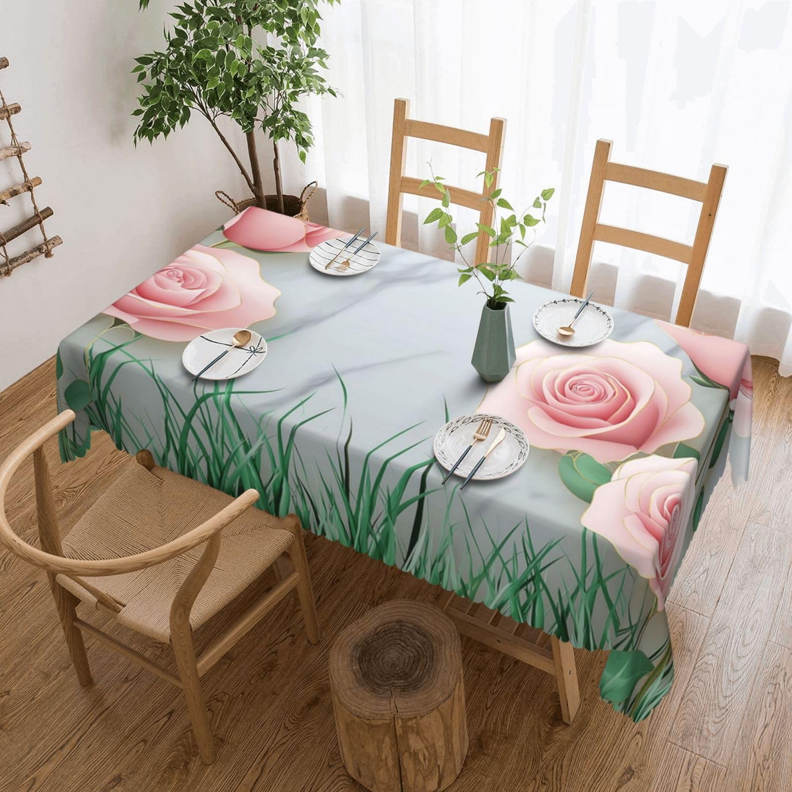 Nappe illustration numérique roses roses de haute qualité en tissu déperlant 137x183