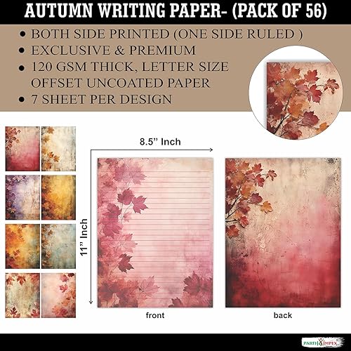 Miniatura 2 de PARTH IMPEX 56 hojas de papel de escritura con forro vintage de 8.5 x 11 pulgadas, papel de impresión de papel rústico de aspecto antiguo con