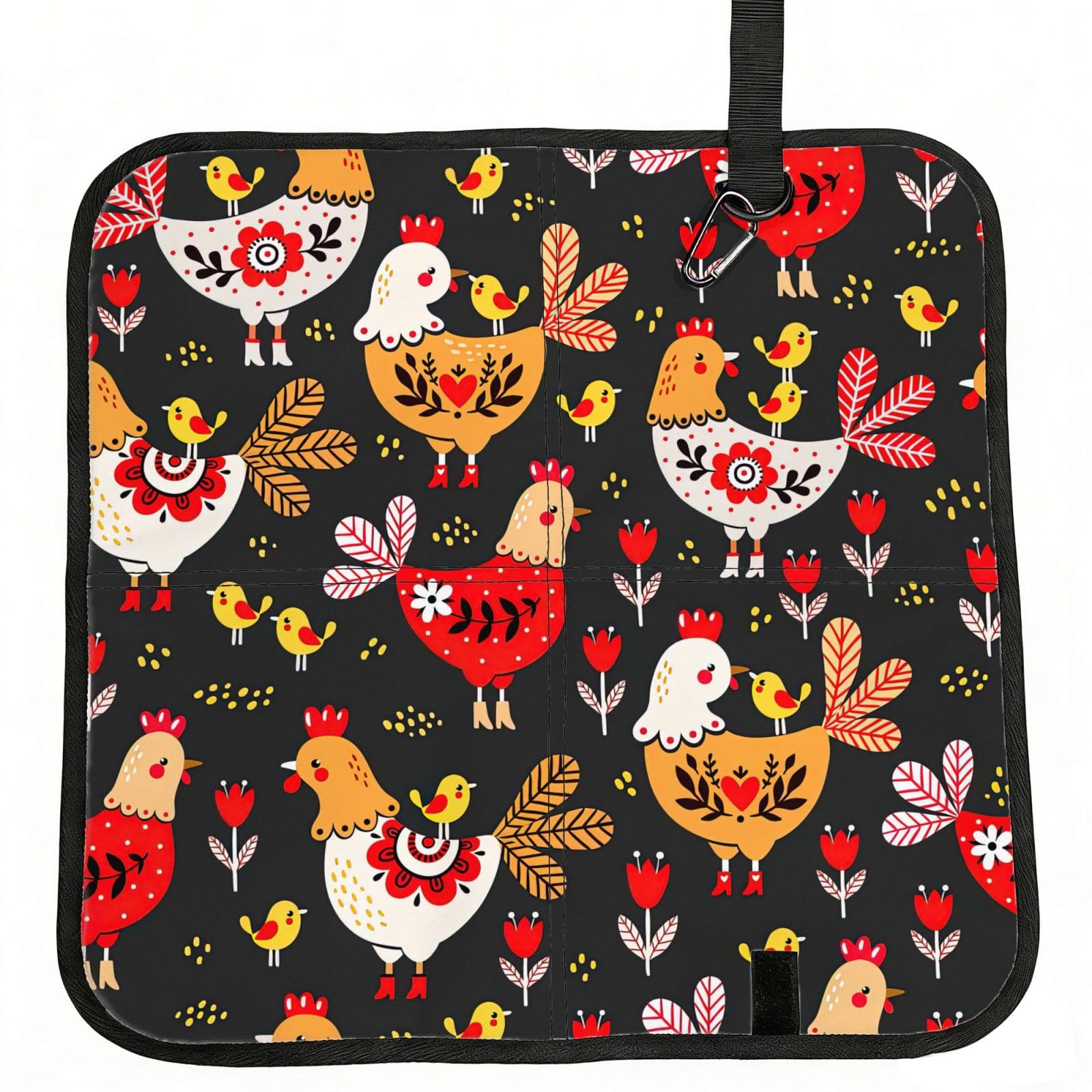 DEXNEL Cute Rooster Chickens Print Foldable Seat Cushion Portable Stadium Pad Waterproof Outdoor Camping Mat 15.8 X 15.8 Inches