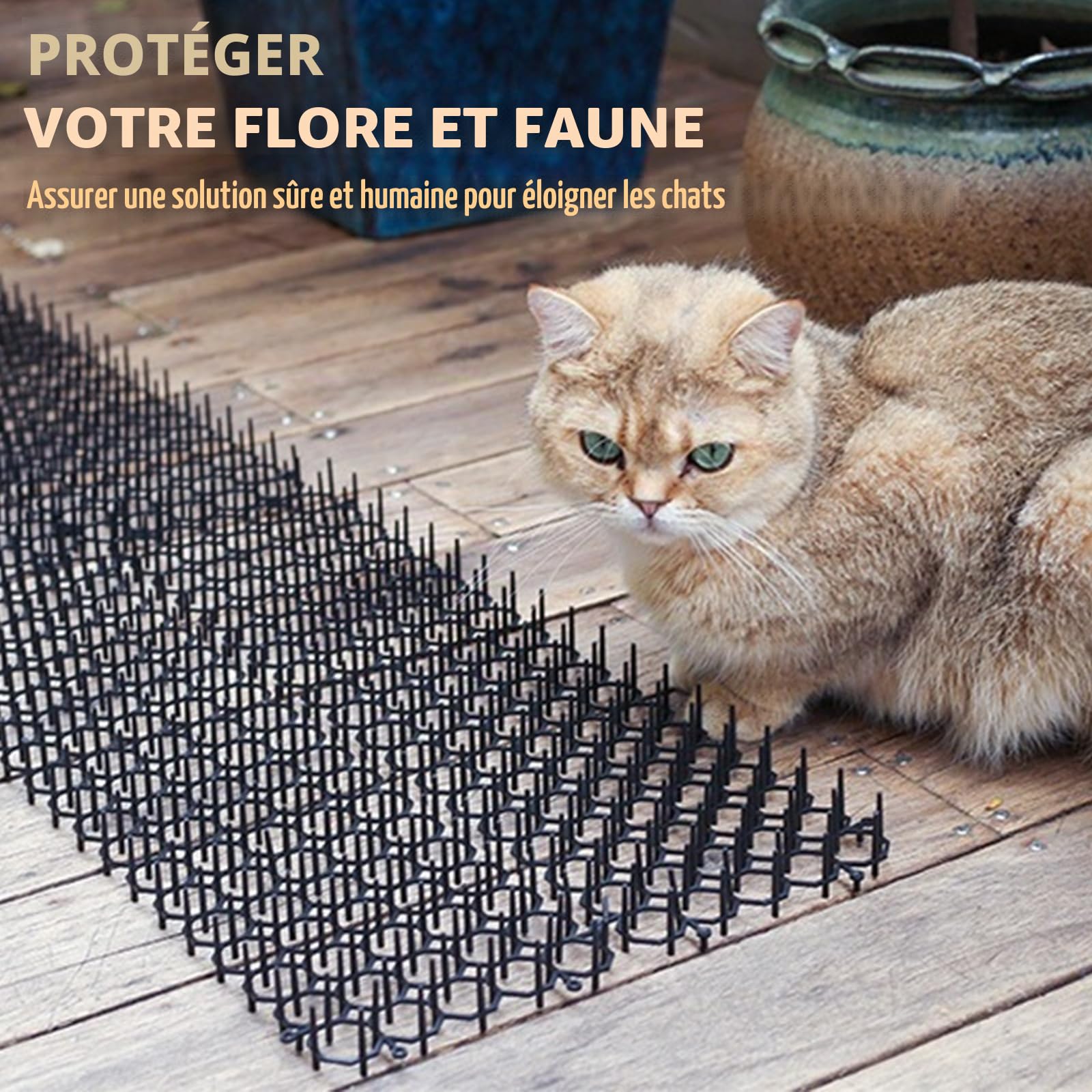 JMIATRY Tapis Anti Chat Exterieur 400x30 CM, Tapis Anti Chat, Anti Chat avec Pointe, Tapis Picot Anti Chat pour Anti-Chat (Noir)