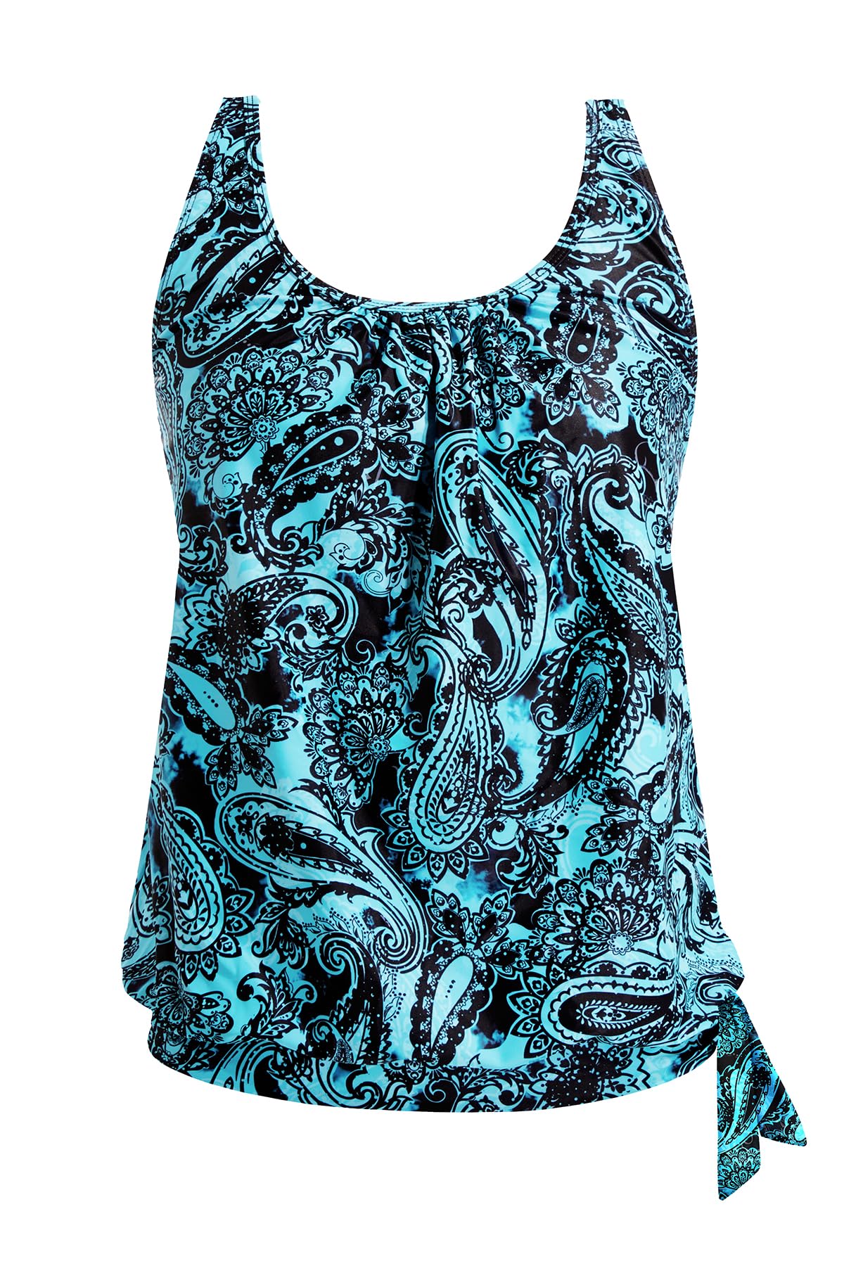 Yonique Womens Blouson Tankini Swim Top Loose Fit Strappy Bathing Suit