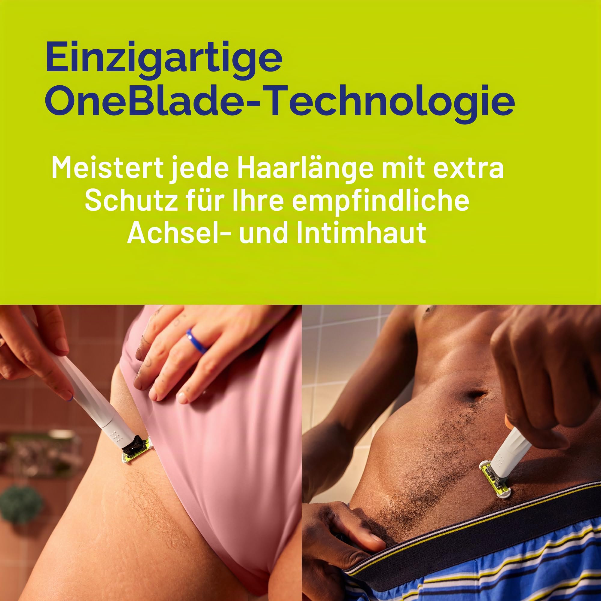 Philips Norelco OneBlade QP1924/70 Unisex Intimate Scham- & Körperpflege & Trimmer | SkinProtect QP1924/70 Klinge für die Schampflege, 100 % regenfest, 30 Minuten Laufzeit, inklusive Körperkamm