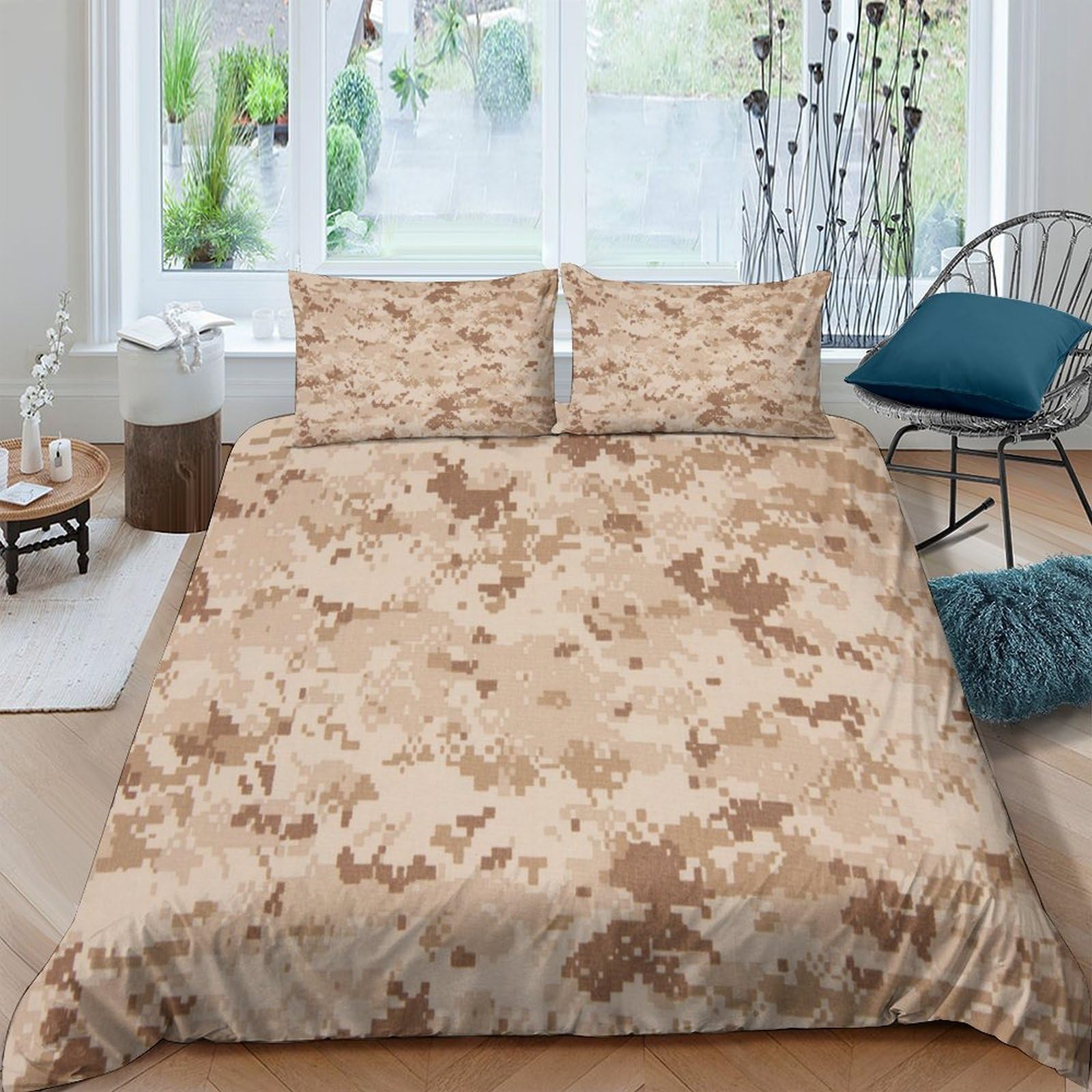 Ctjqhvkz Style-7 3D Printed Sandstone Camouflage Fitted Sheet Microfiber Soft Bed Cover For Bedroom Dorm Mattress Protection Decor Single（135X200cm）
