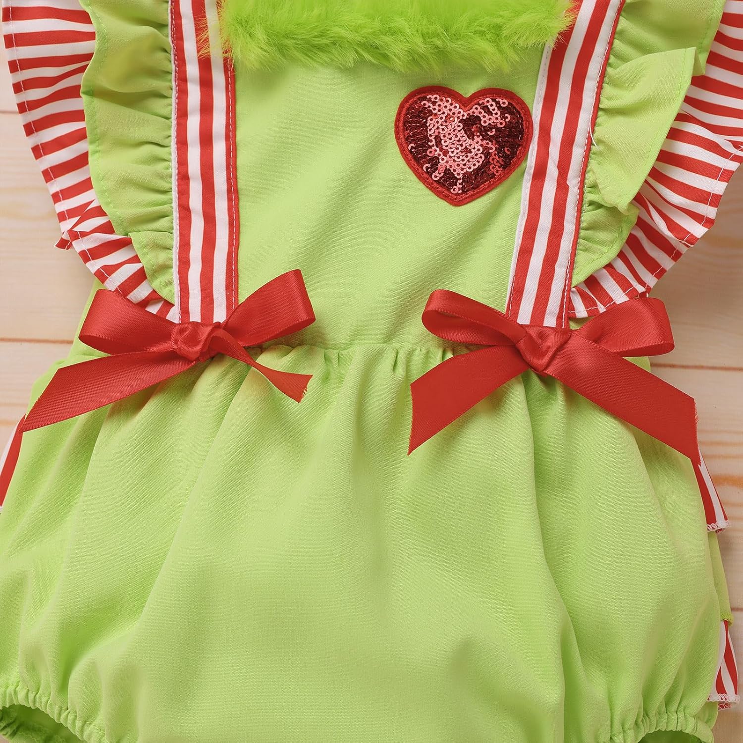 FYMNSI Newborn Christmas Onesie Baby Girls Ruffle Romper Jumpsuit Sequin Headband Infant My First Christmas Birthday Clothes - Image 6