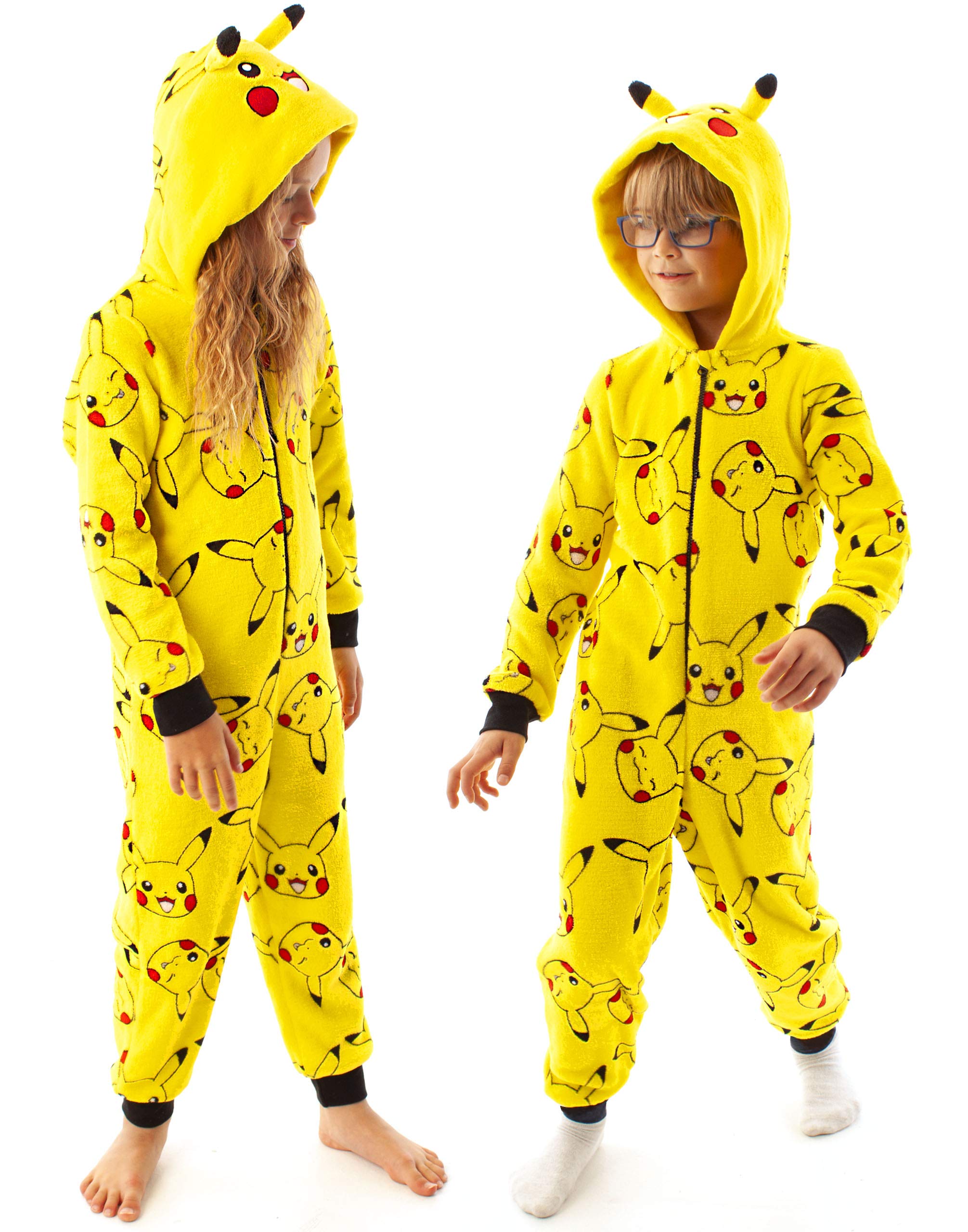Pokémon Onesie Boys Pikachu Yellow Yellow Ears 3D Enfants Tout en Un Pyjamas PJS