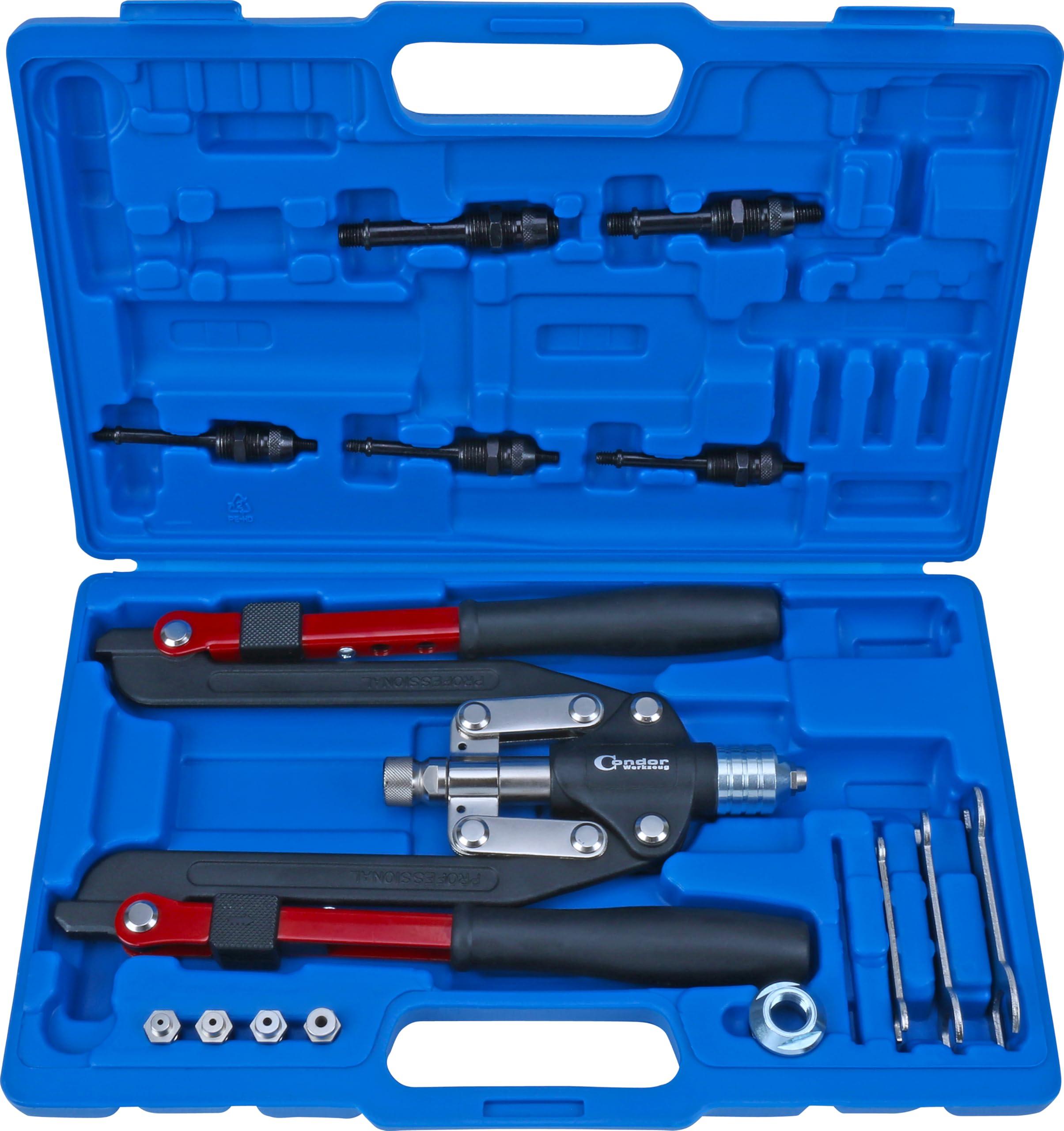 Condor Werkzeug 5760 | Nietzangen-Satz | 15-tlg. | Nietmutternzangen-Satz für Nieten ø 3.2-6.4 mm + Nietmuttern M4-M10