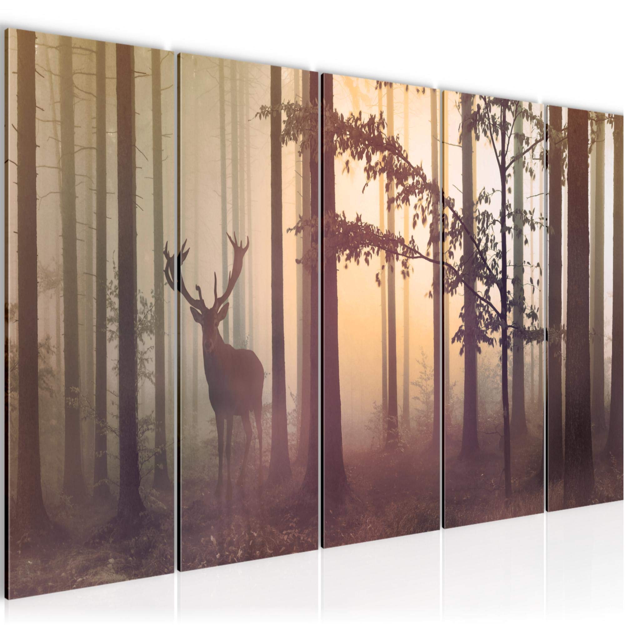 Forêt Cerf tableau mural XXL pour créer une ambiance nature et chaleureuse de 200x80cm