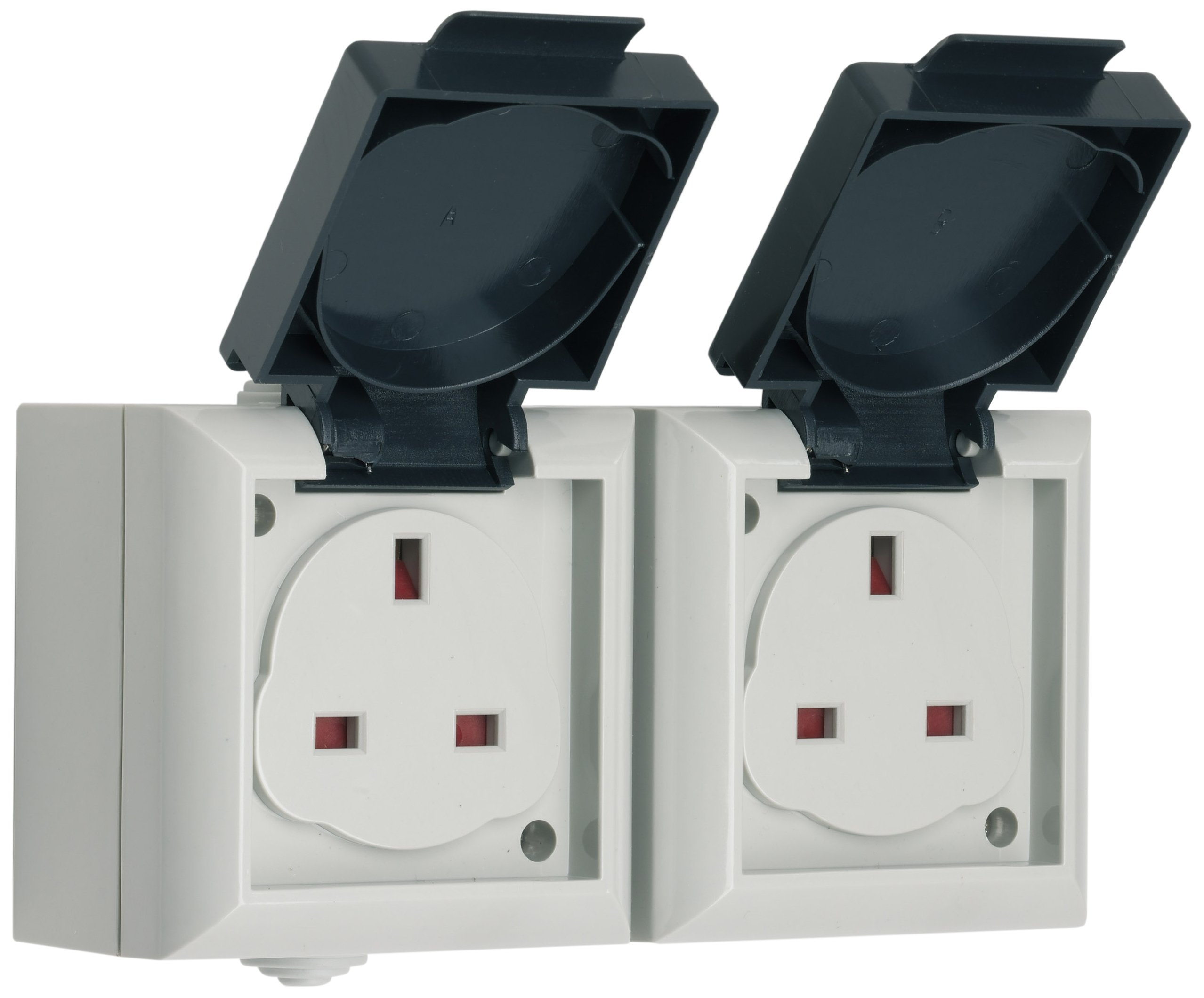 Outdoor Double Socket Weatherproof IP54 Garden Twin External Plug Outlet - SMJ