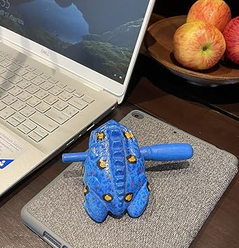4 Wooden Frog Percussion Instrument Wood Frog Guiro Rasp Tone Block Thailand Handcraft Musical Lucky Frog Home Office Decoration Adorable Gift (Blue)