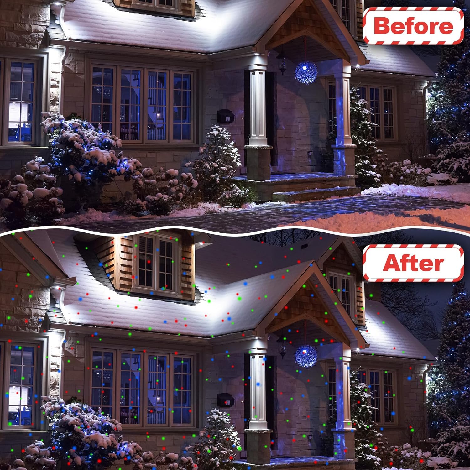 Enhon Christmas Laser Projector Light Show Outdoor, Red Green Blue 3 Color Starry Lights Show, Laser Light with RF Control, IP65 Waterproof Holiday Christmas Outdoor Decor(2 Pack)