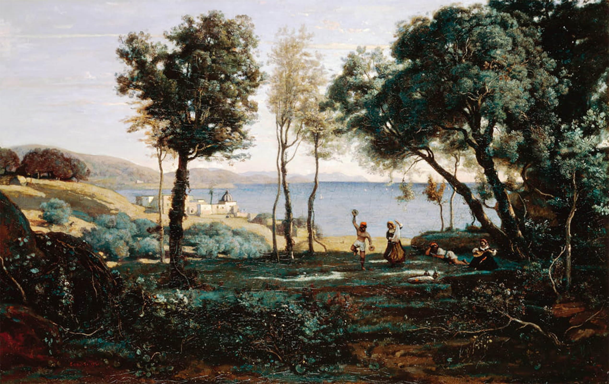 SERENDIPITP Retro Picture Poster Wall Art Pictures Painting View near Naples by Jean Baptiste Camille Corot Wall Art Canvas Print for Wall Decor 60x90cm