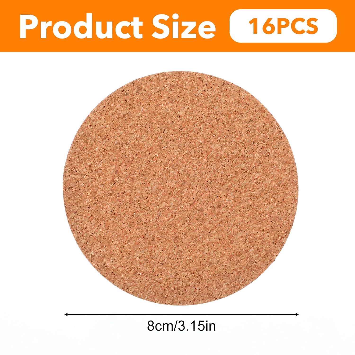 16 Pcs Rounds Cork Sheets for Crafts, 3.15 Inch Self Adhesive Cork Coasters, Brown Corks Mats Backing Sheets for DIY Coasters Crafts, Wall, Adhesive Corks Board - Image 2