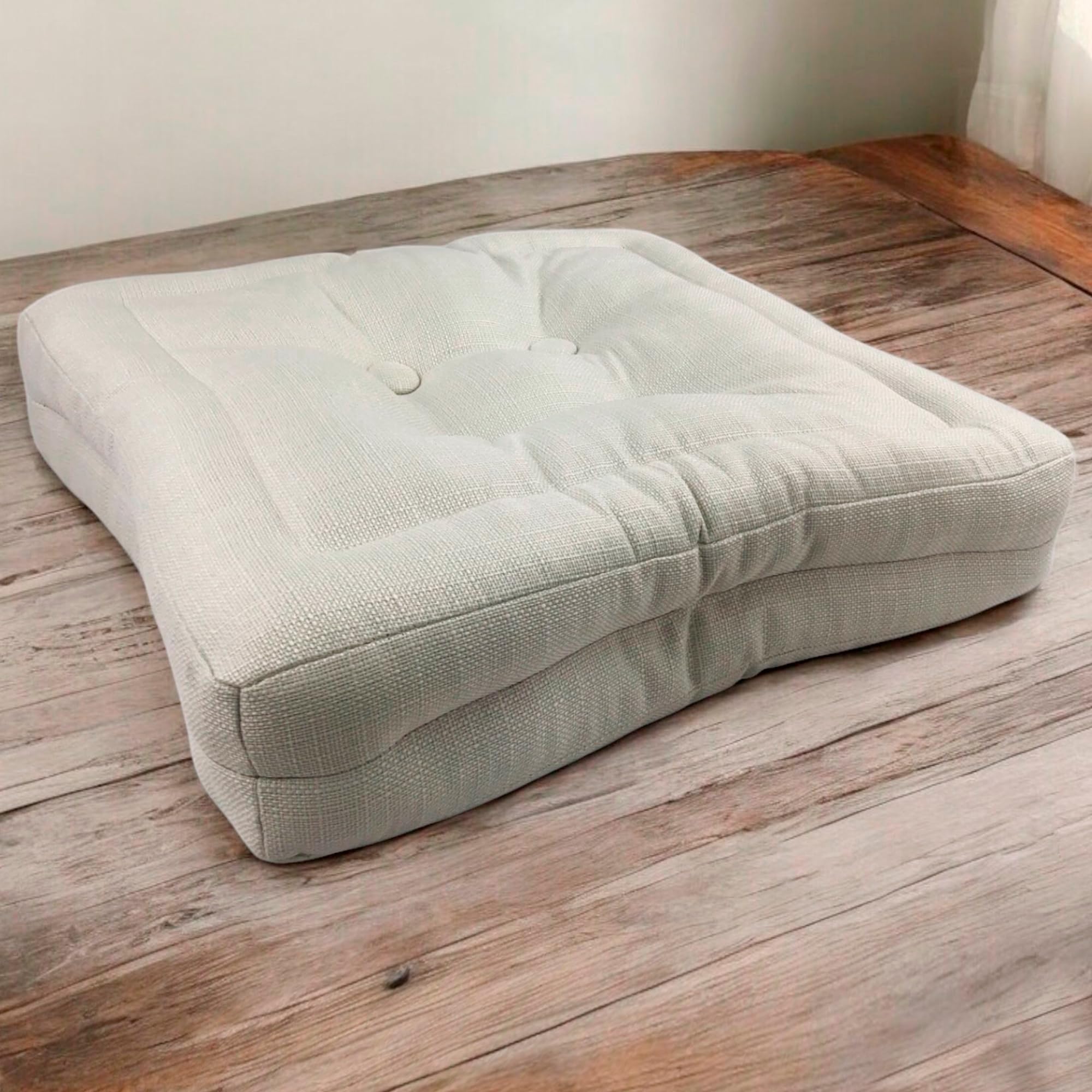 TIENDA EURASIA – Pack de 2 Cojines de Suelo Cuadrado | Cojín Impermeable | Acolchado | Poliéster | Medidas 45x45x8 cm | Cojines Exterior Jardín | con Asa de Transporte y Cremallera (Crudo)