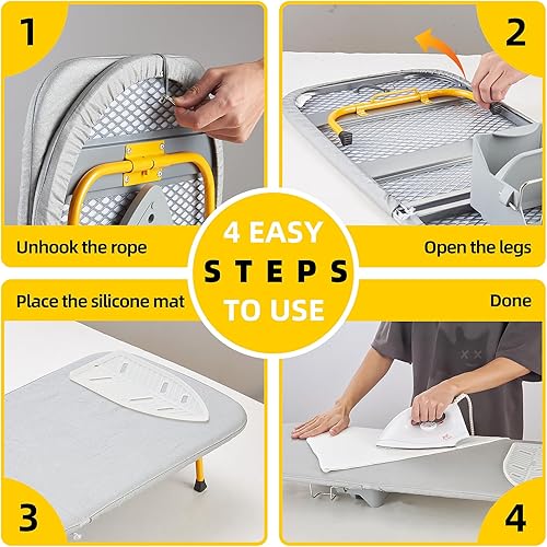 Miniatura 6 de Tabla de planchar plegable, mesa plegable de 13 x 35 pulgadas, tabla de planchar pequeña con soporte de hierro y montaje en pared, ahorra espacio,