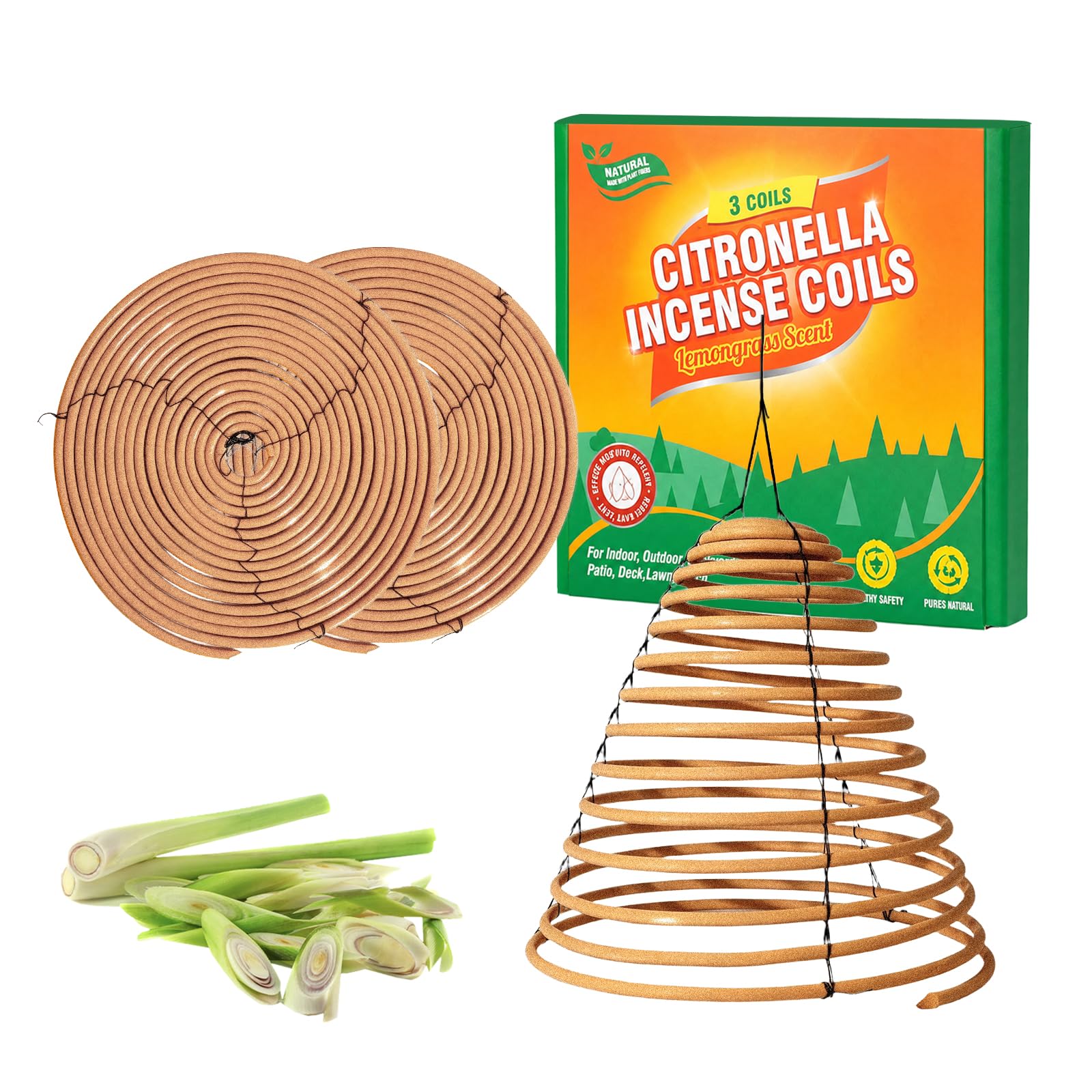 Scent-Hi Citronella Coils, Hanging Citronella Incense Coils Outdoor, 3 Pack - Up to 24 Hours per Coil with Citronella & Lemongrass Scent - for Garden Patio BBQ Camping and Summer Evenings โ image 1
