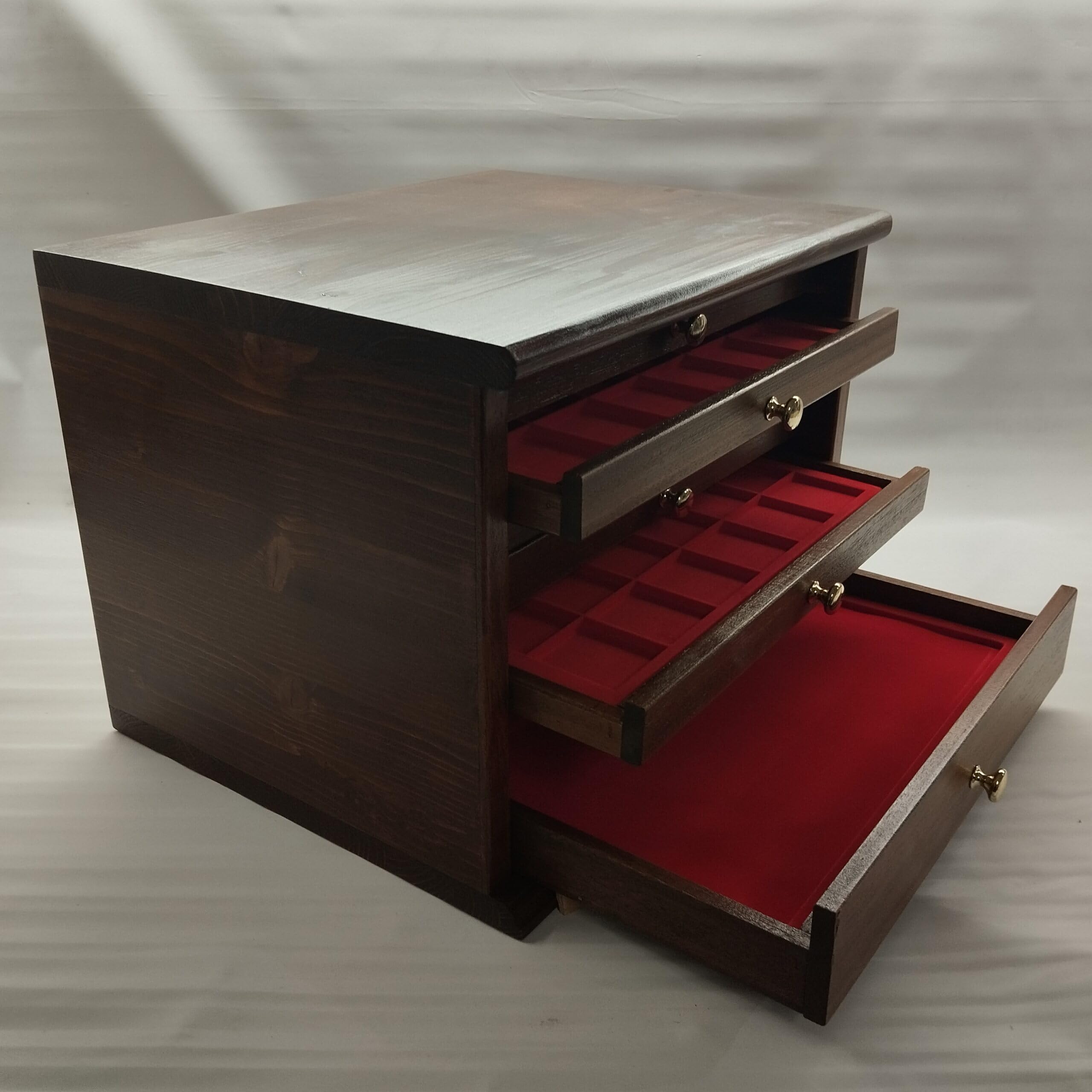 Médaillier en Bois 6 tiroirs Velours Rouge – Meuble numismatique Fait Main en Italie, Rangement pièces et médailles de Collection
